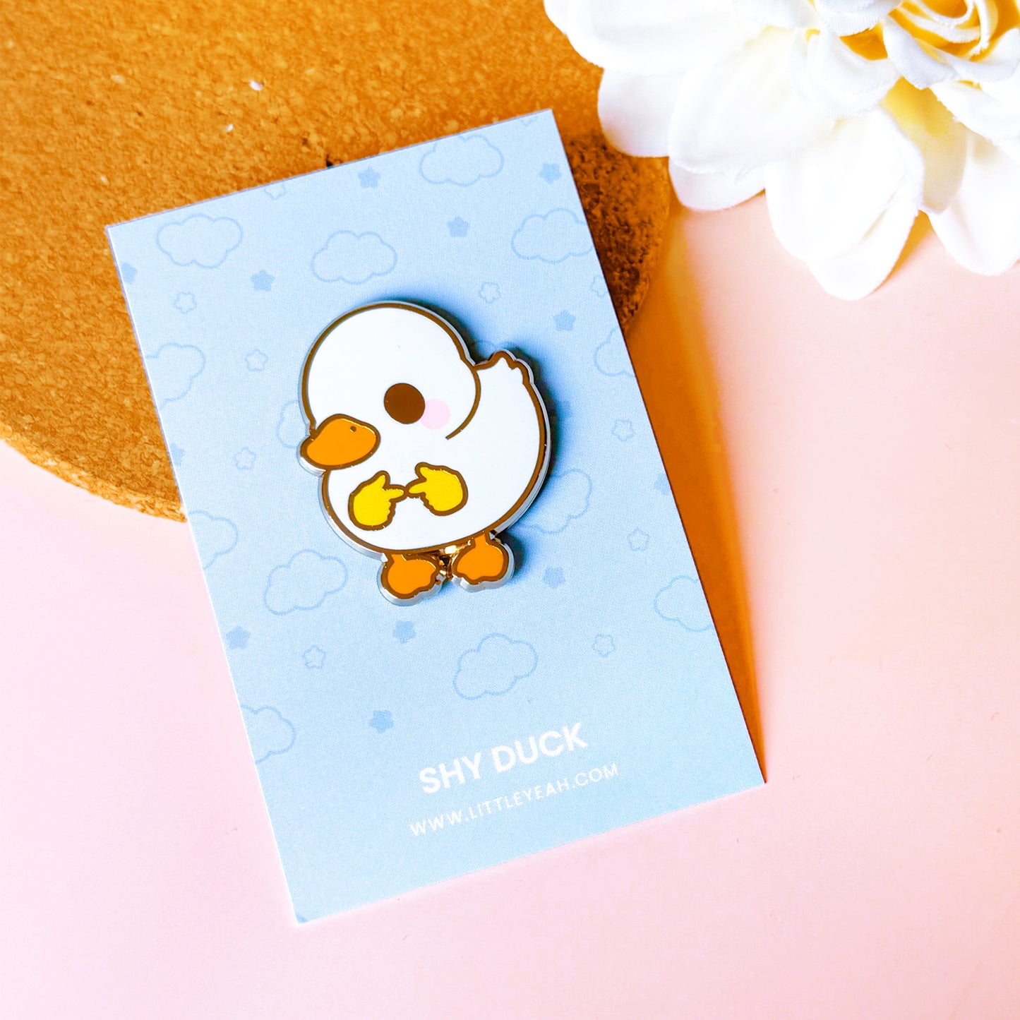 Shy Duck Enamel Pin