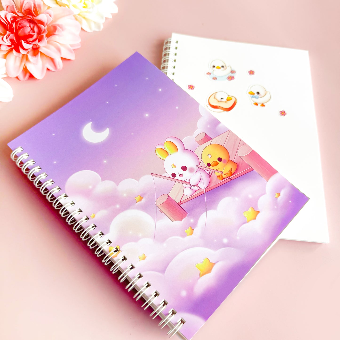 Bunny and duck fishing for stars - Cute Sticker Book