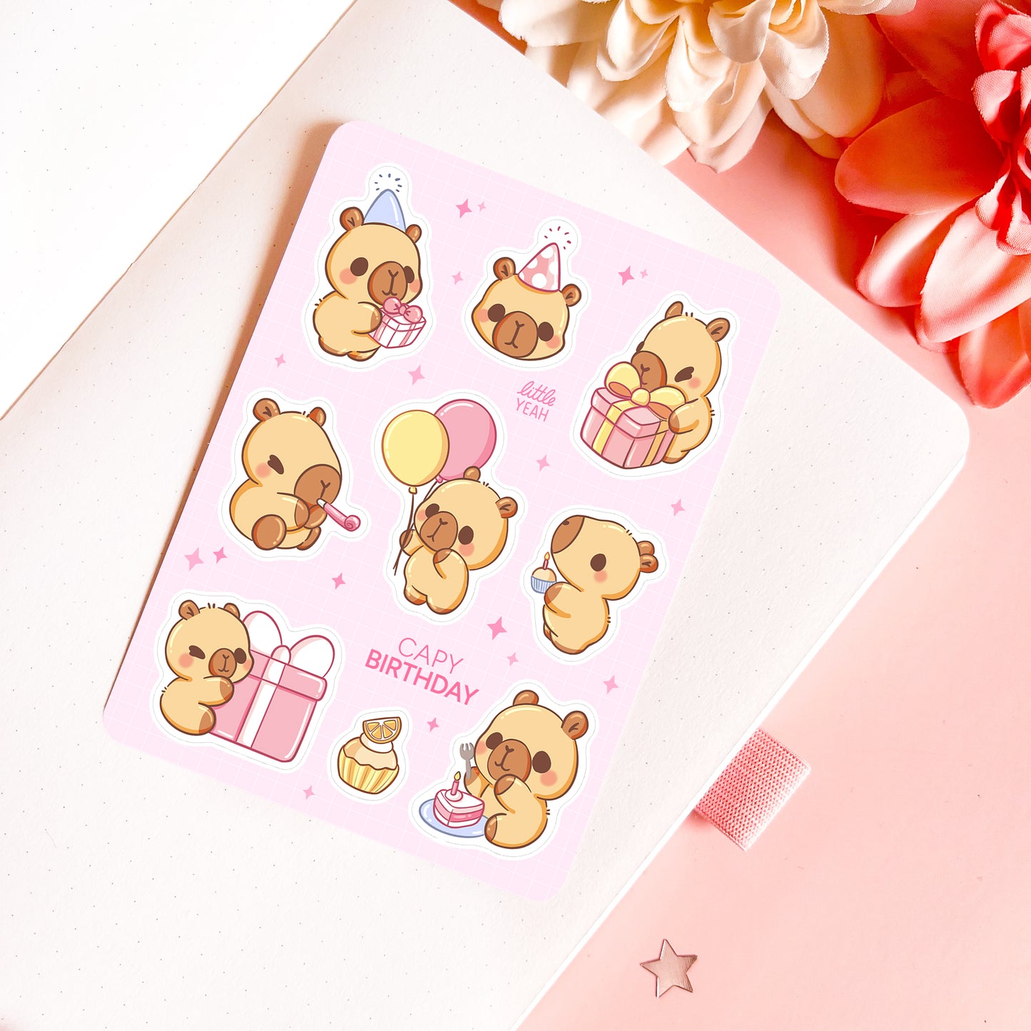 Capybara feiert Geburtstag Stickerbogen