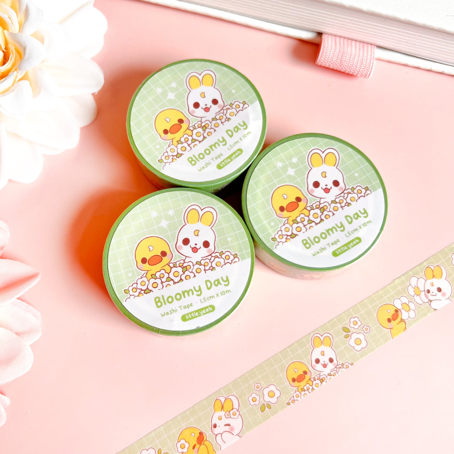 Hase und Ente mit Blumen Washi Tape