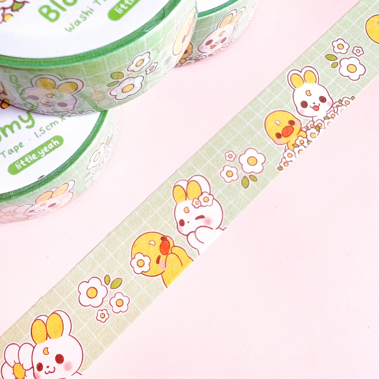 Hase und Ente mit Blumen Washi Tape