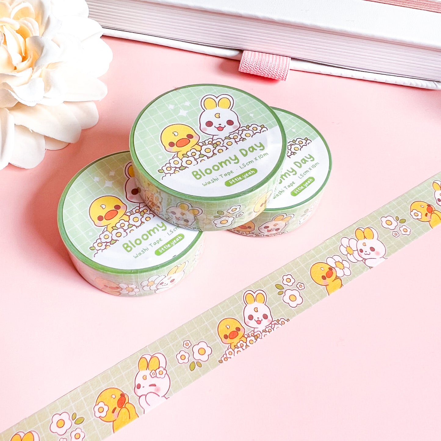Hase und Ente mit Blumen Washi Tape