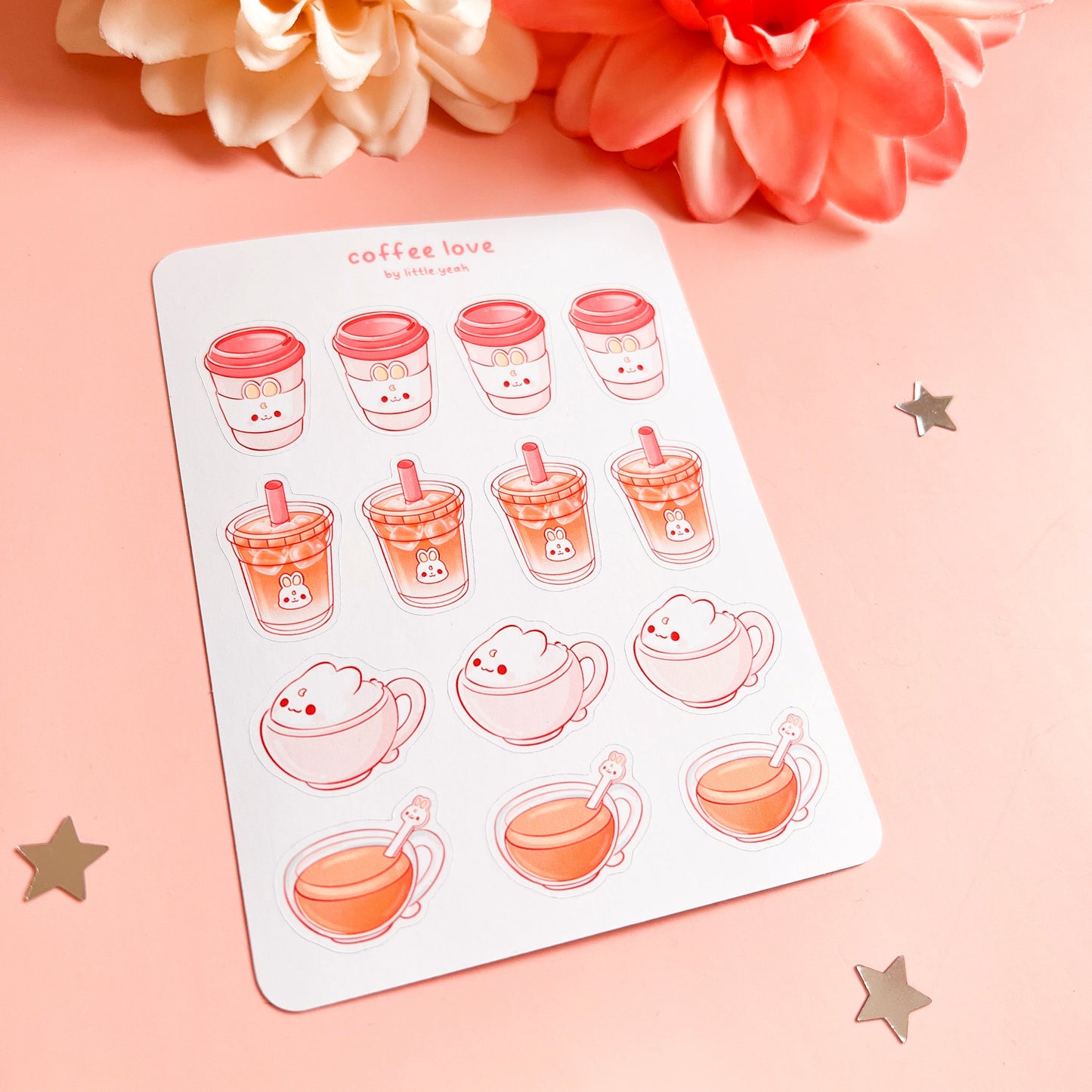 Kaffee mit Hasendesign Stickerbogen