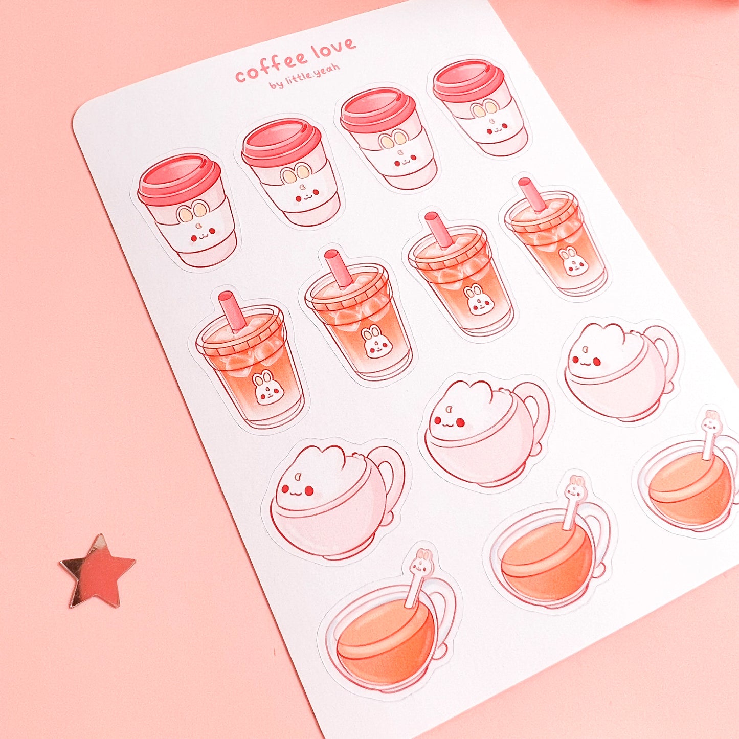 Kaffee mit Hasendesign Stickerbogen