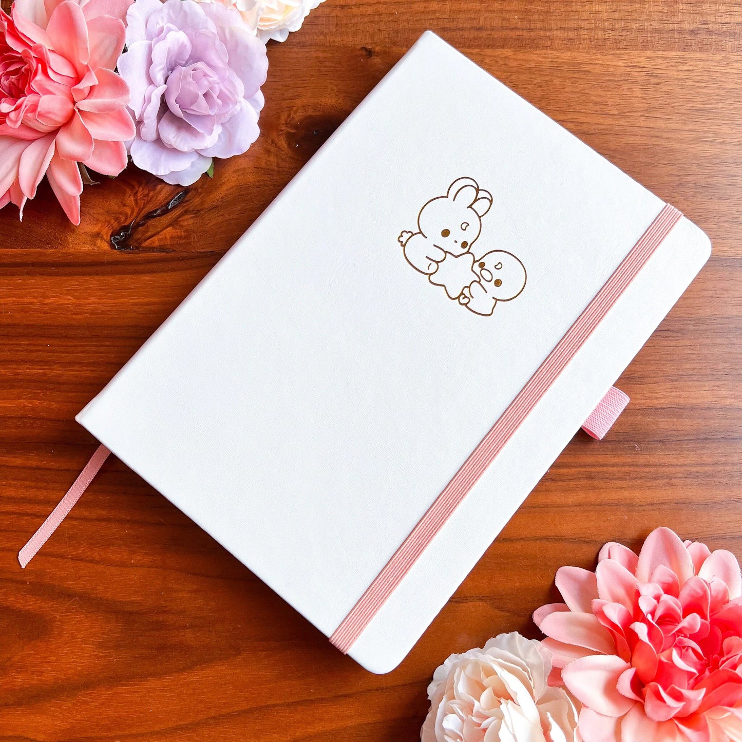 Weißes Journal Buch mit Mond Ente und Mond Ente