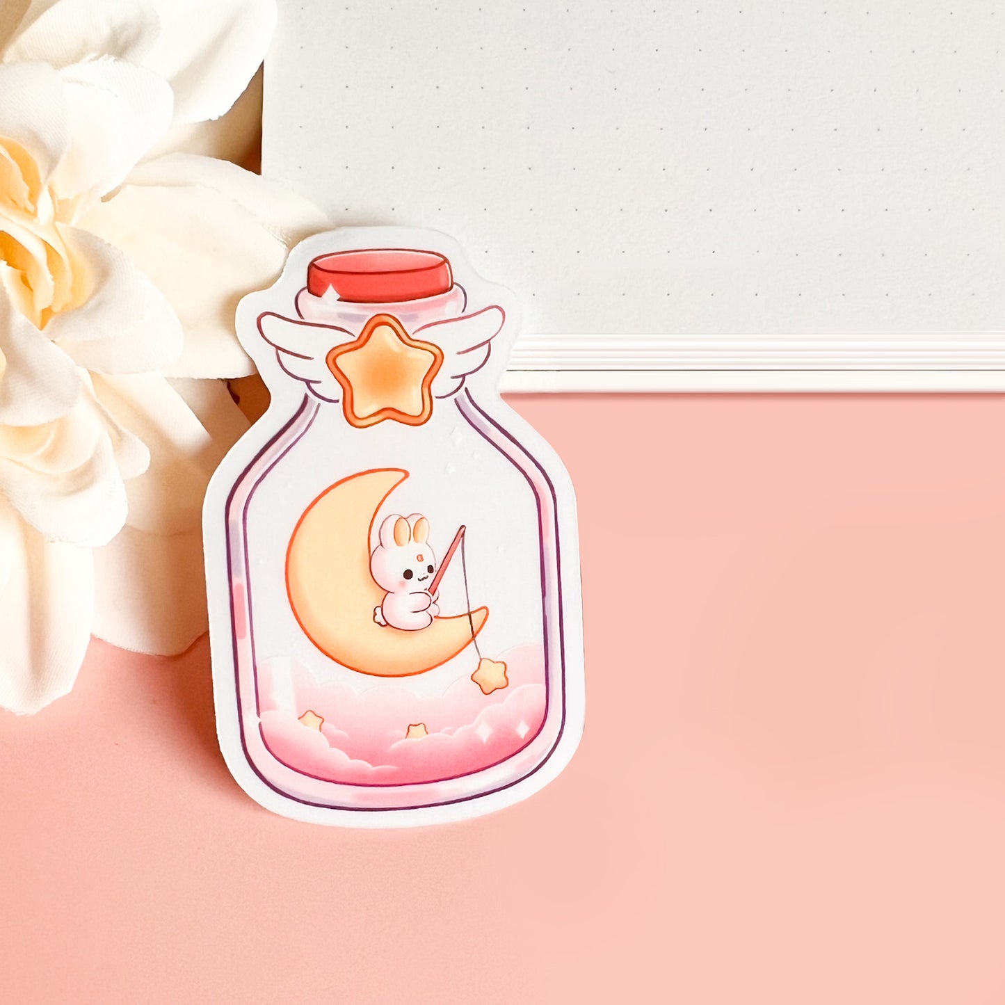 Transparenter Hasen in der Flasche Sticker