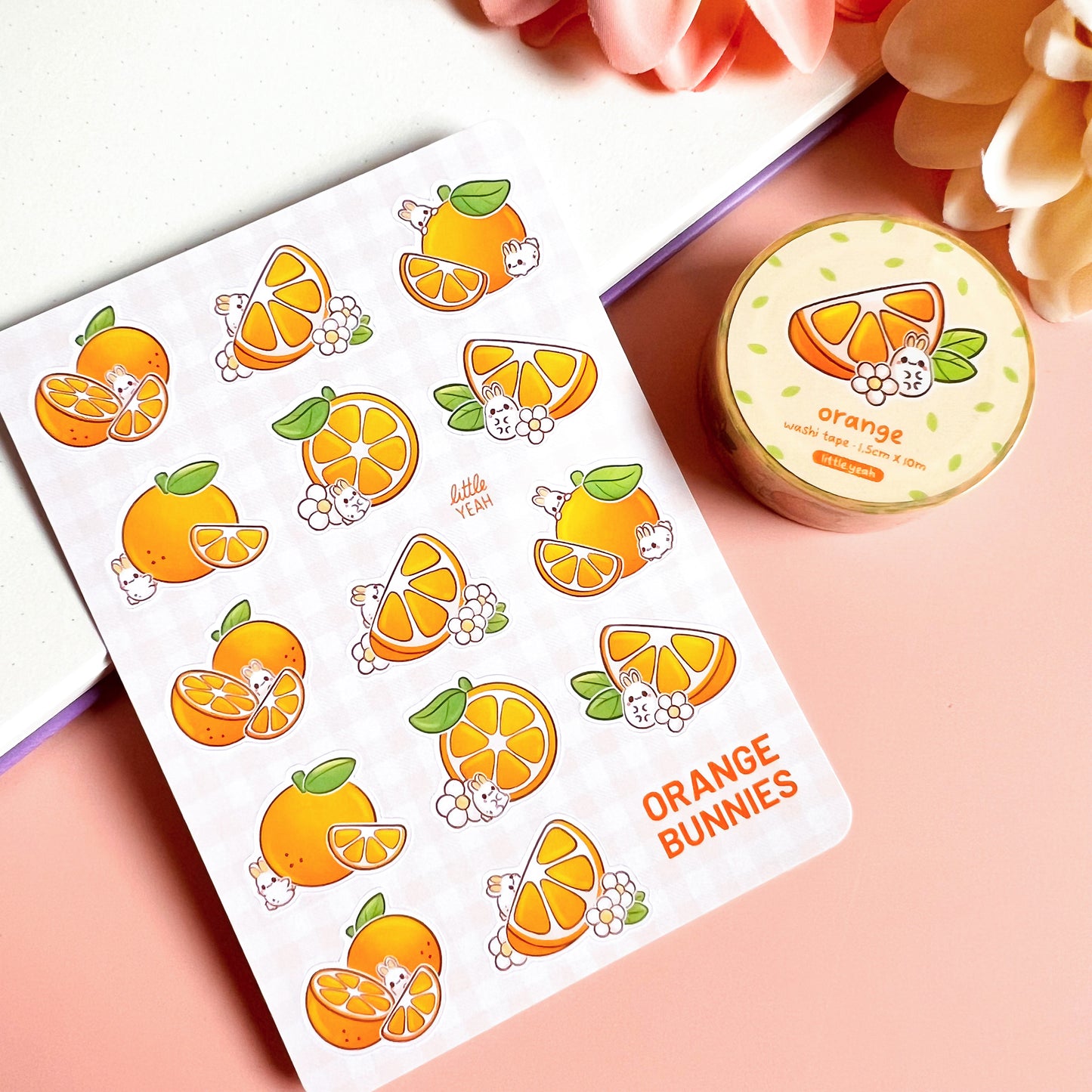 Orange Bunnies - Cute Sticker Sheet