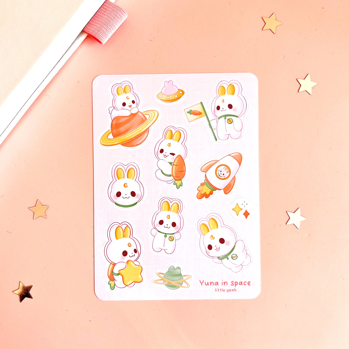 Hase im Weltraum Stickerbogen