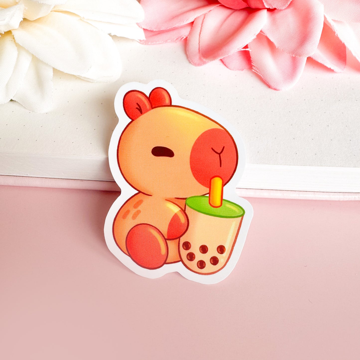 Capybara Bubbletea - Cute Vinyl Sticker