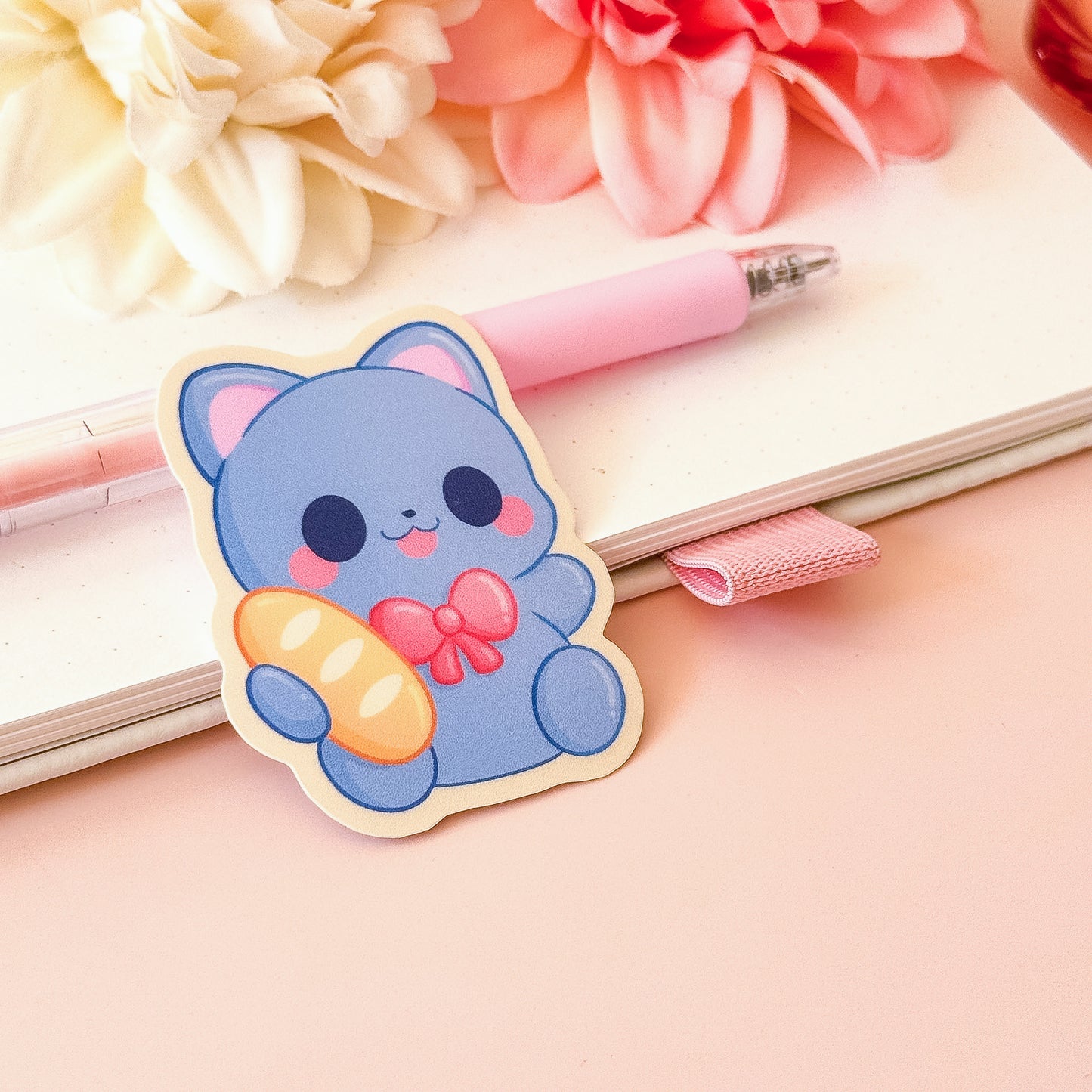 Cat with Bread - Cute Vinyl Sticker