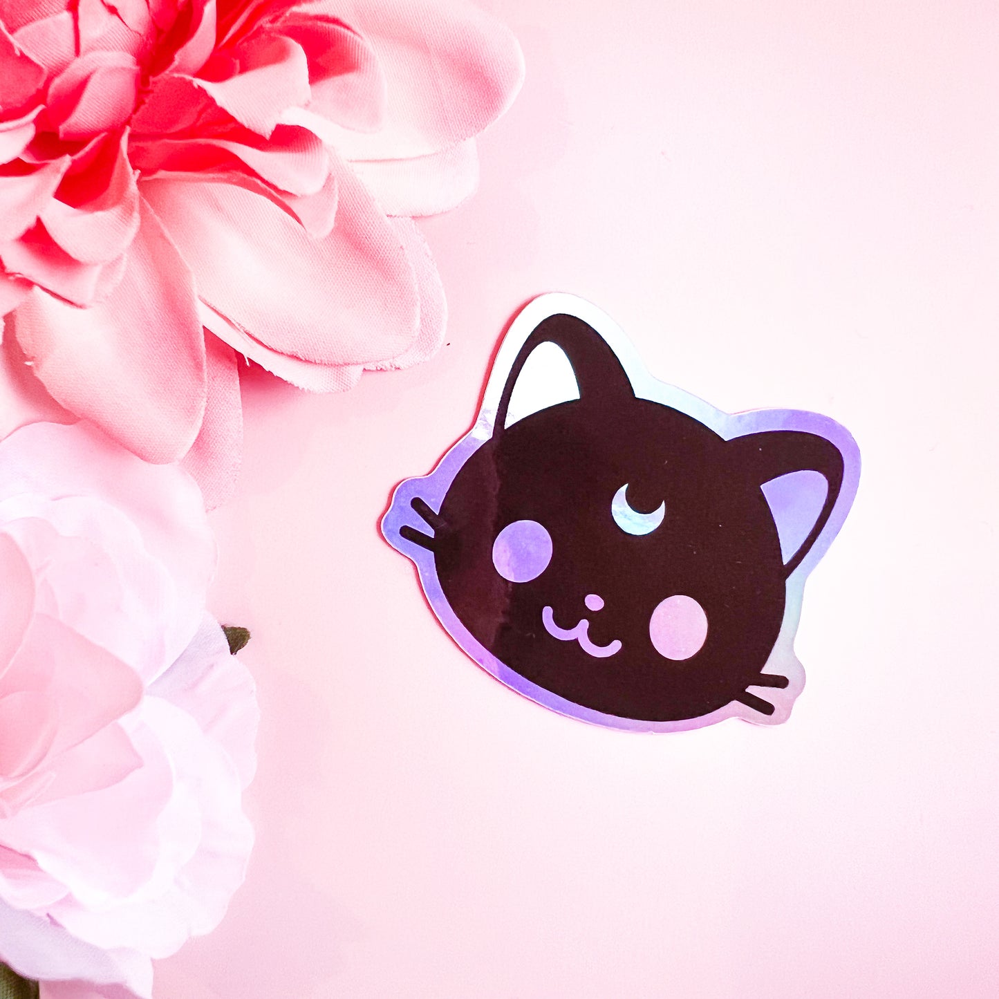 Cat Head - Cute Holographic Vinyl Sticker