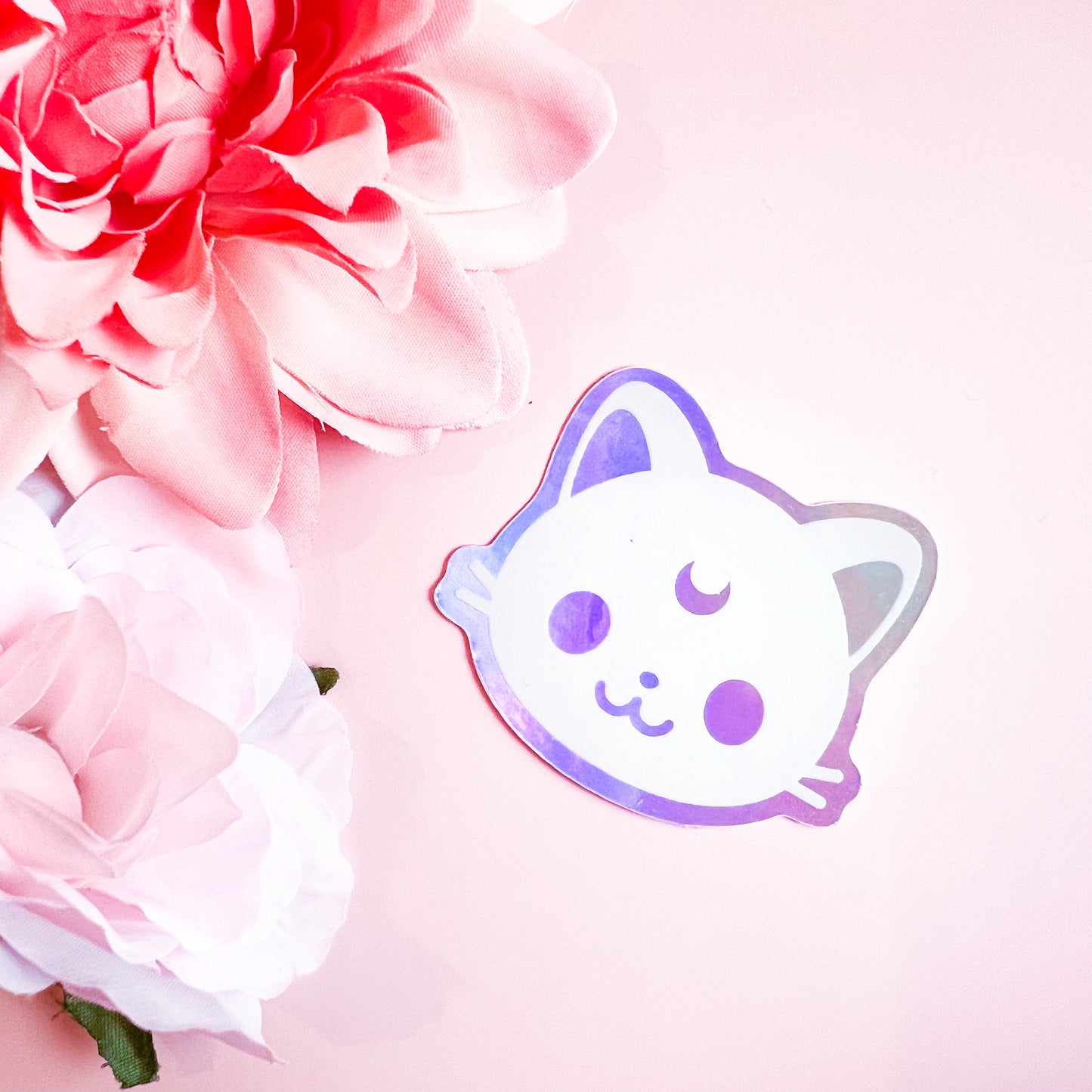 Cat Head - Cute Holographic Vinyl Sticker