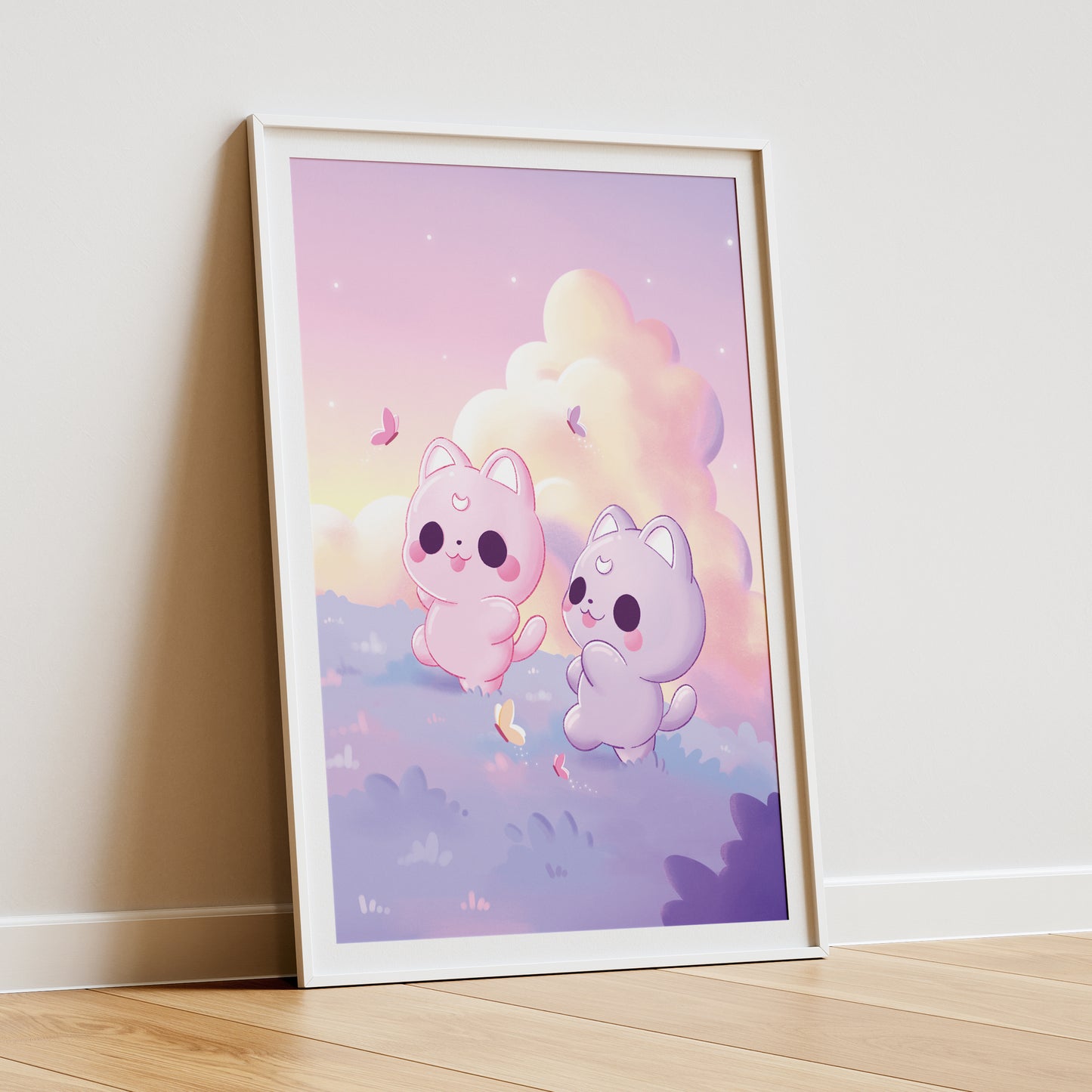 Cats in the meadow Art Print
