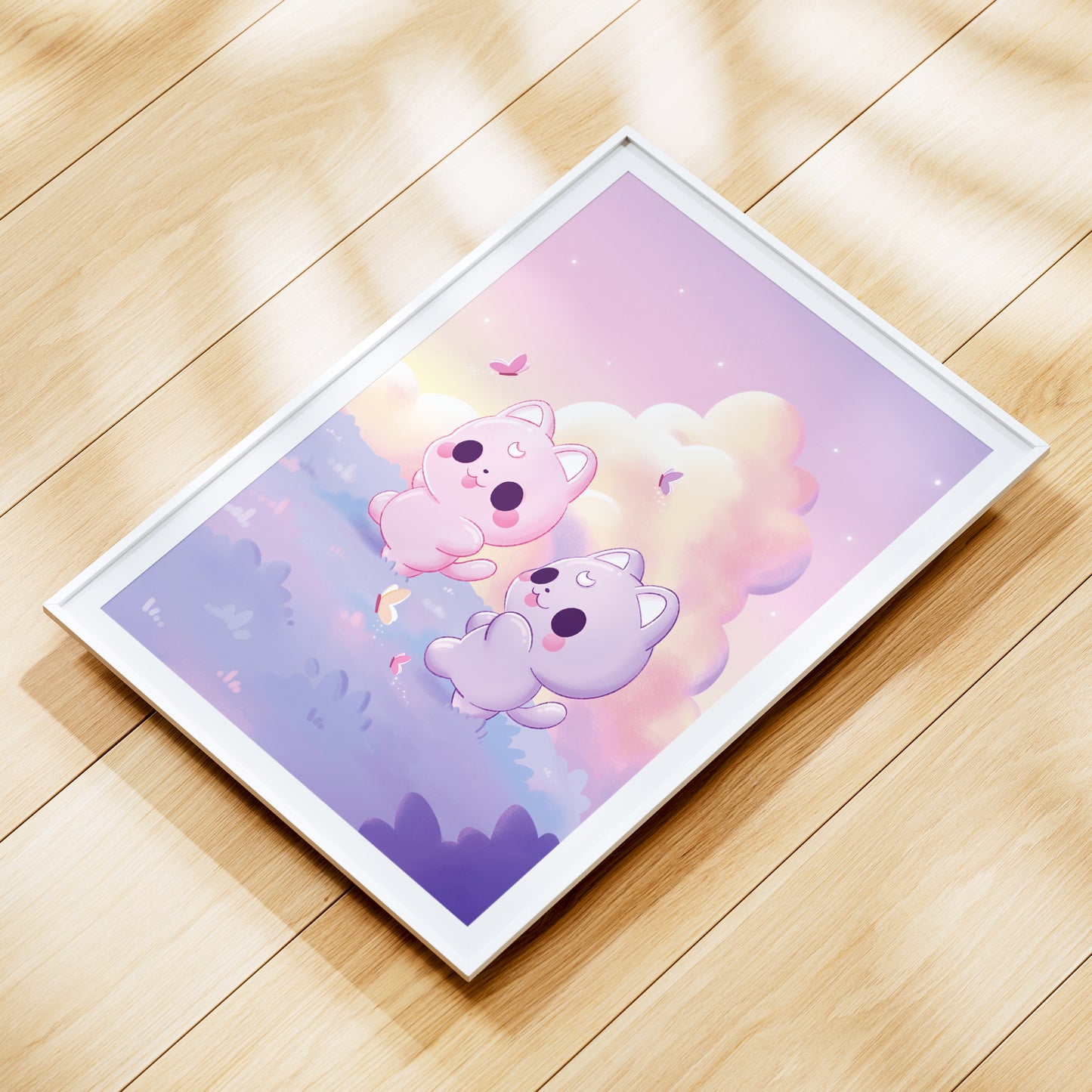 Cats in the meadow Art Print