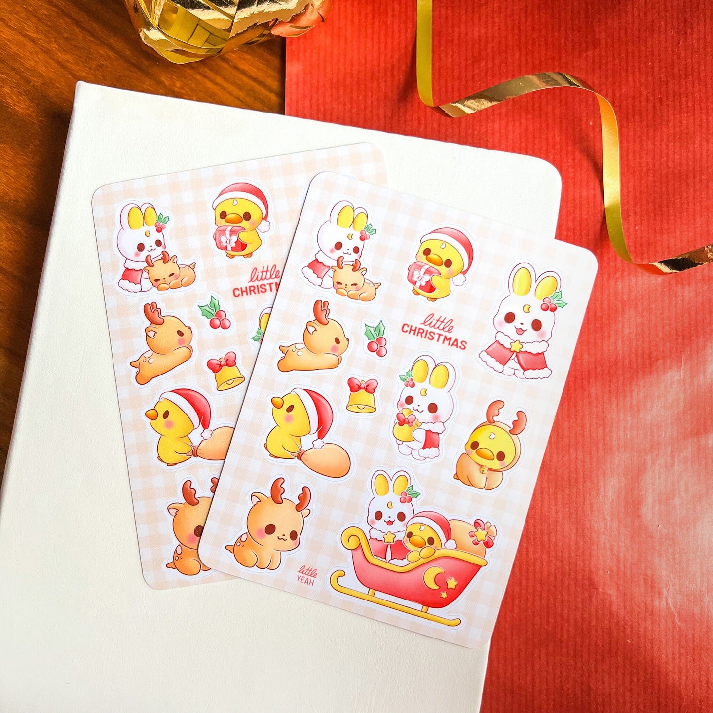Ente und Ente feiern Weihnachten Stickerbogen
