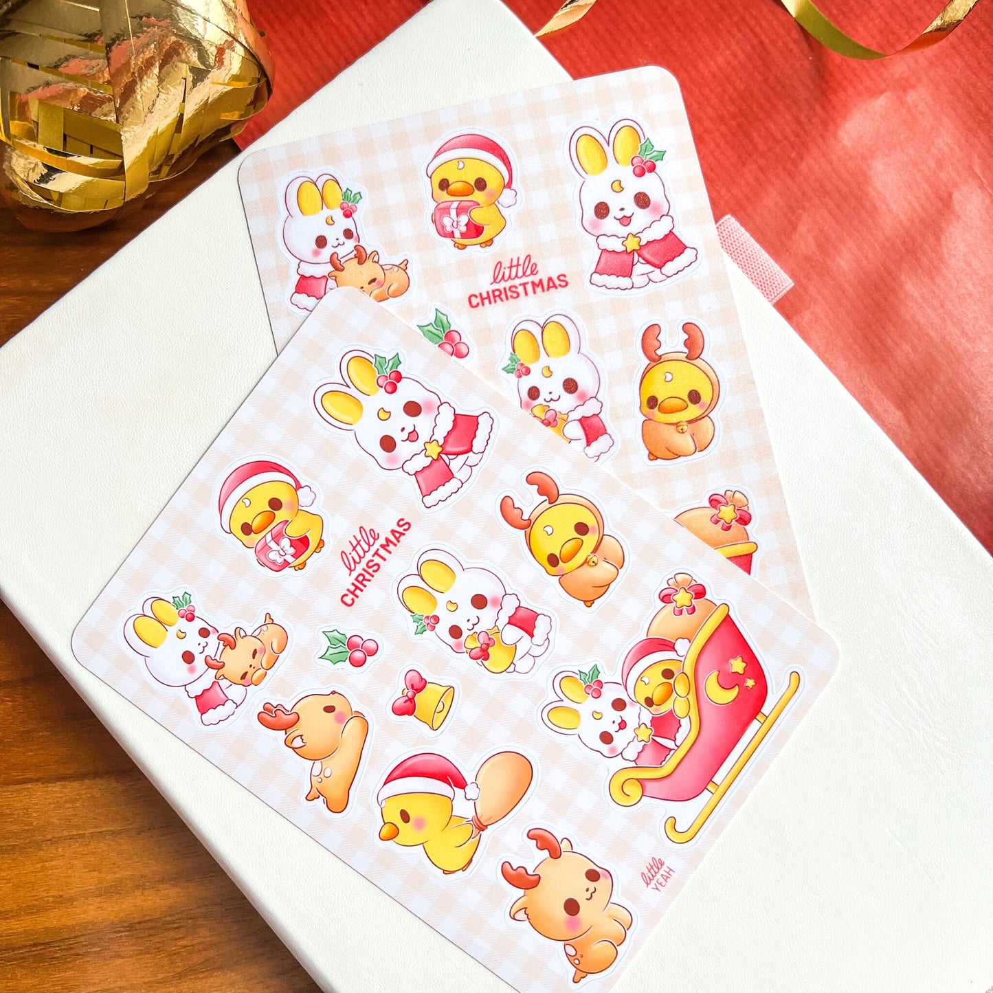 Ente und Ente feiern Weihnachten Stickerbogen