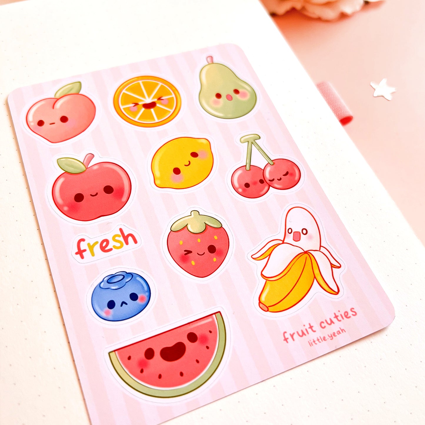 Süßes Obst Stickerbogen