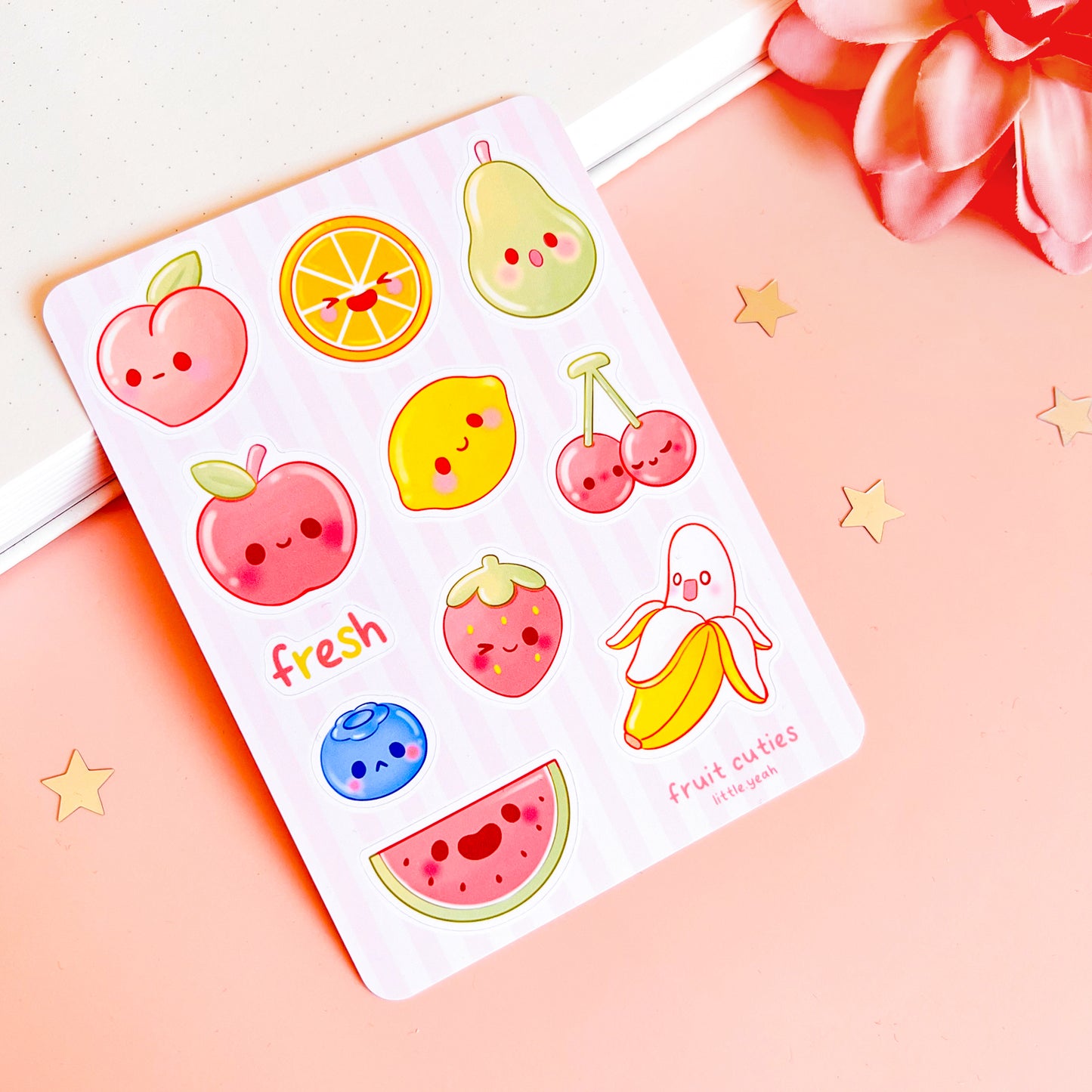 Süßes Obst Stickerbogen