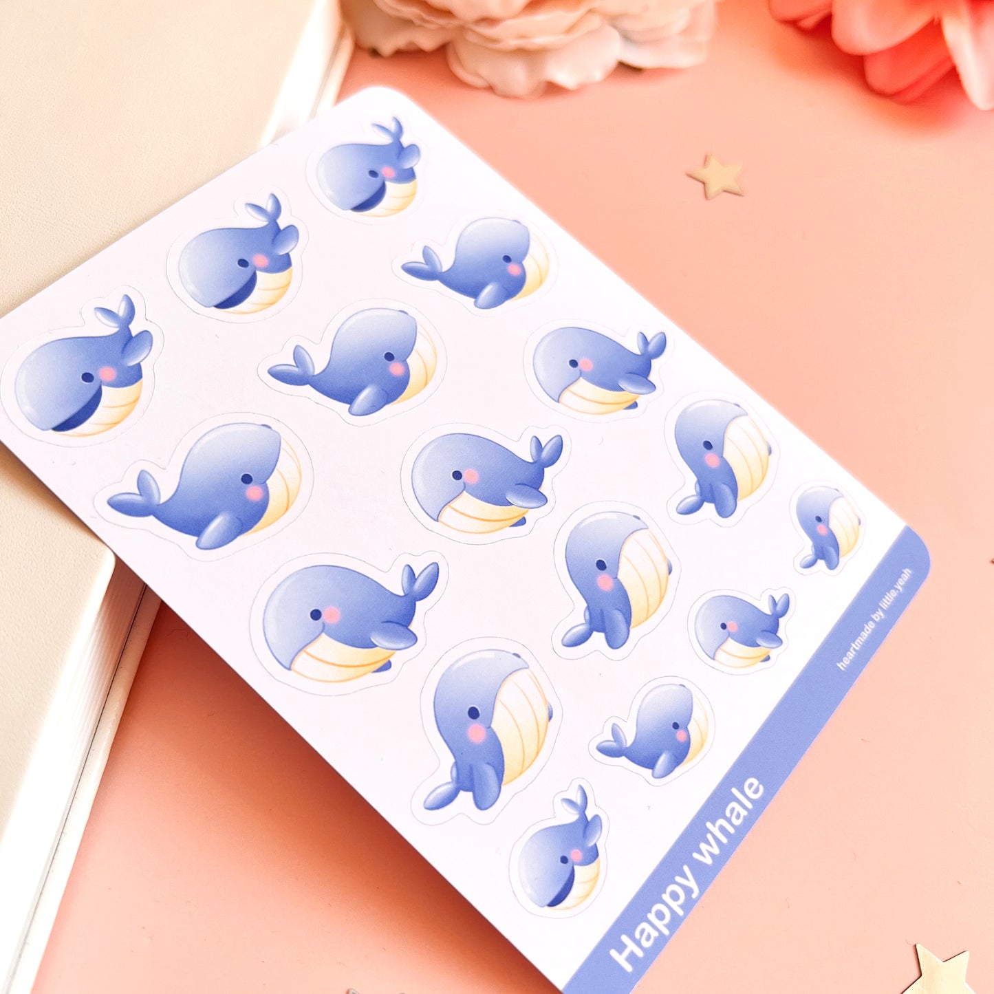 Glückliche Wale Stickerbogen