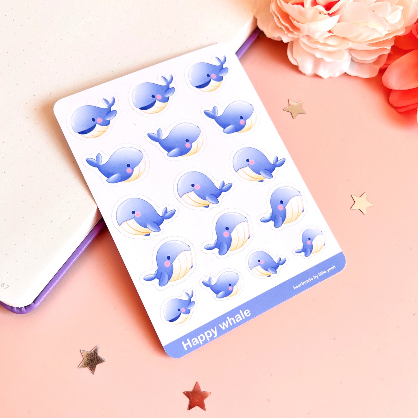 Glückliche Wale Stickerbogen