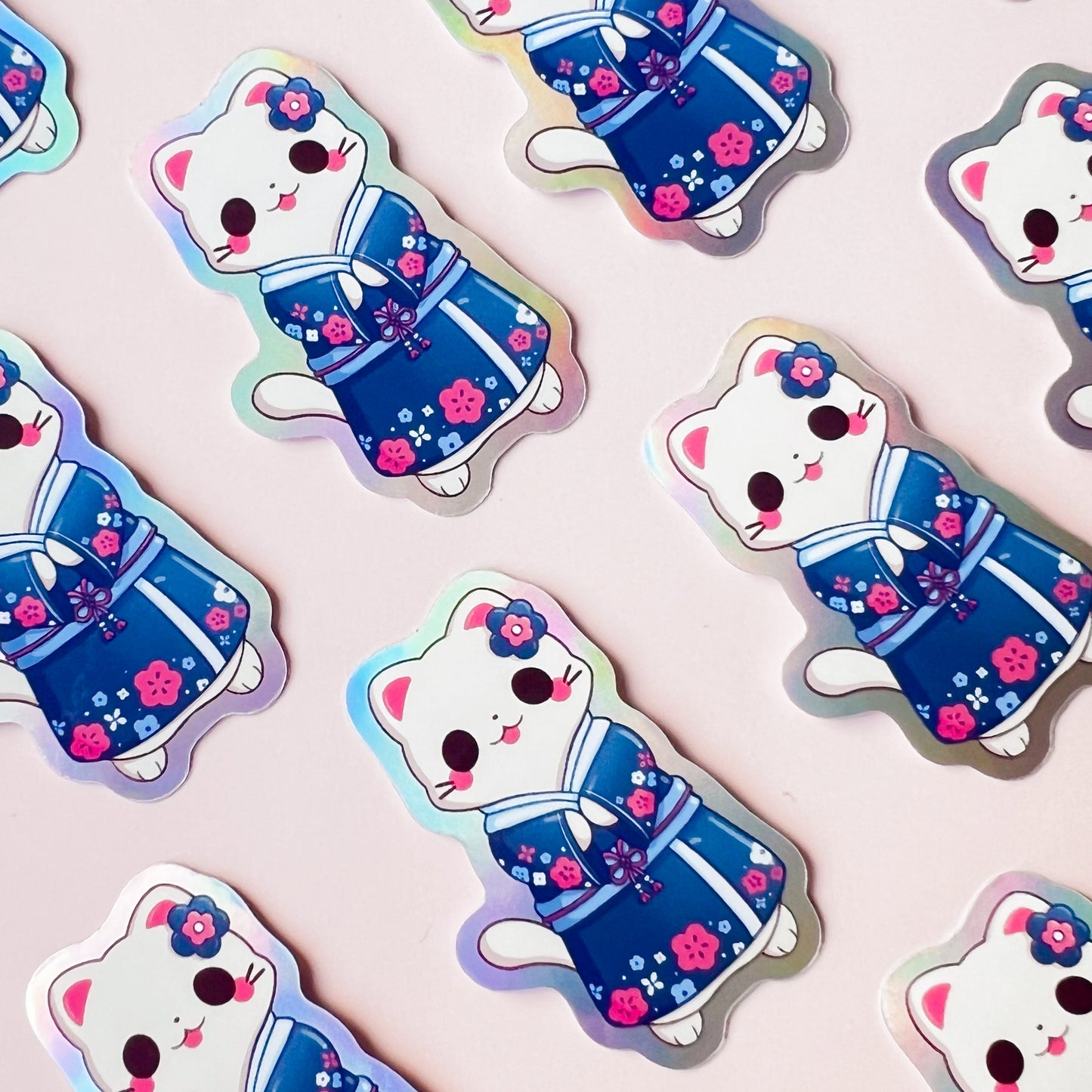 Holografische Geisha Katze Sticker