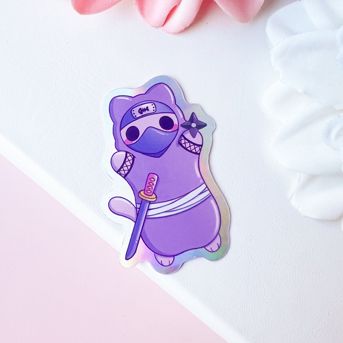 Holografische Ninja Katze Sticker