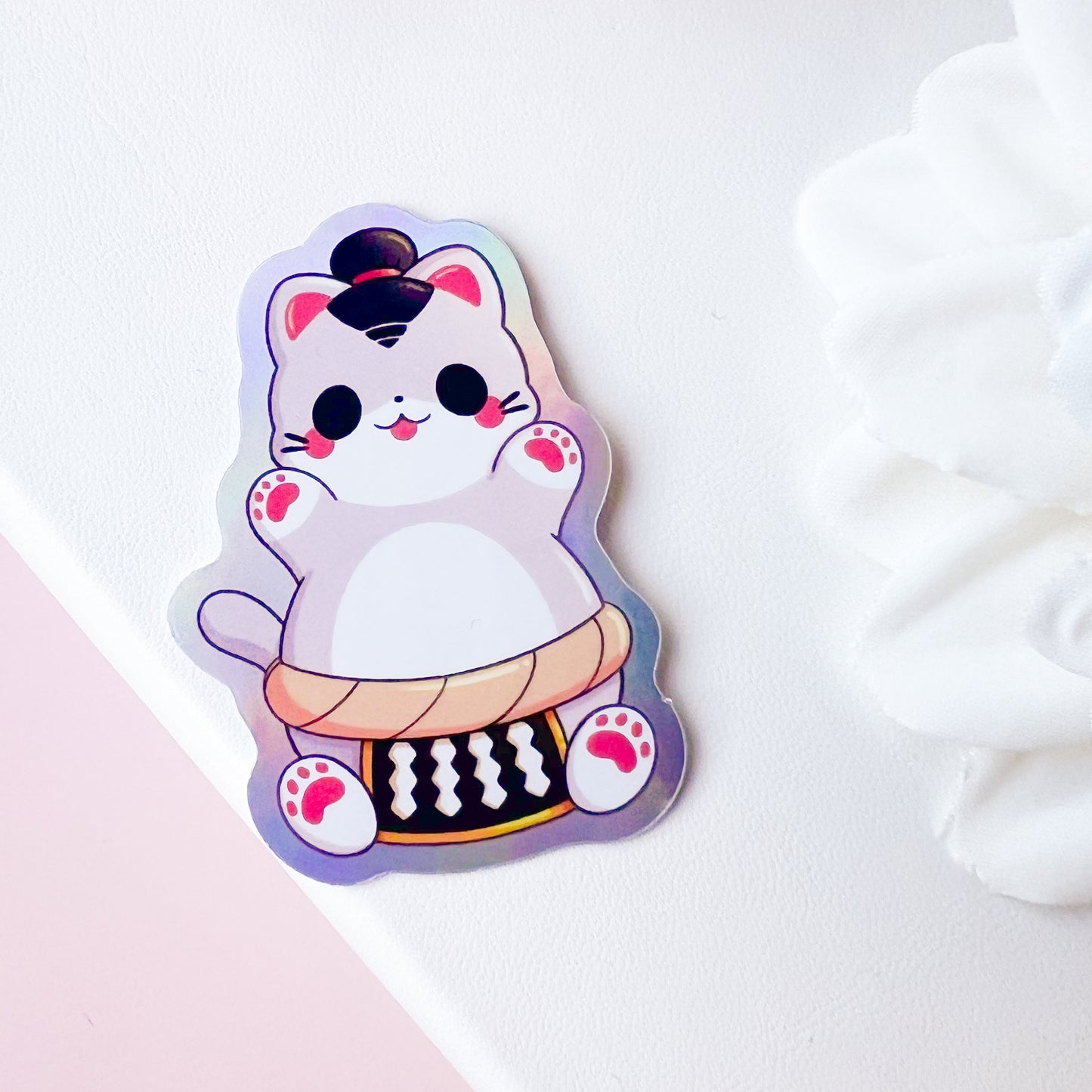 Holografische Sumo Katze Sticker