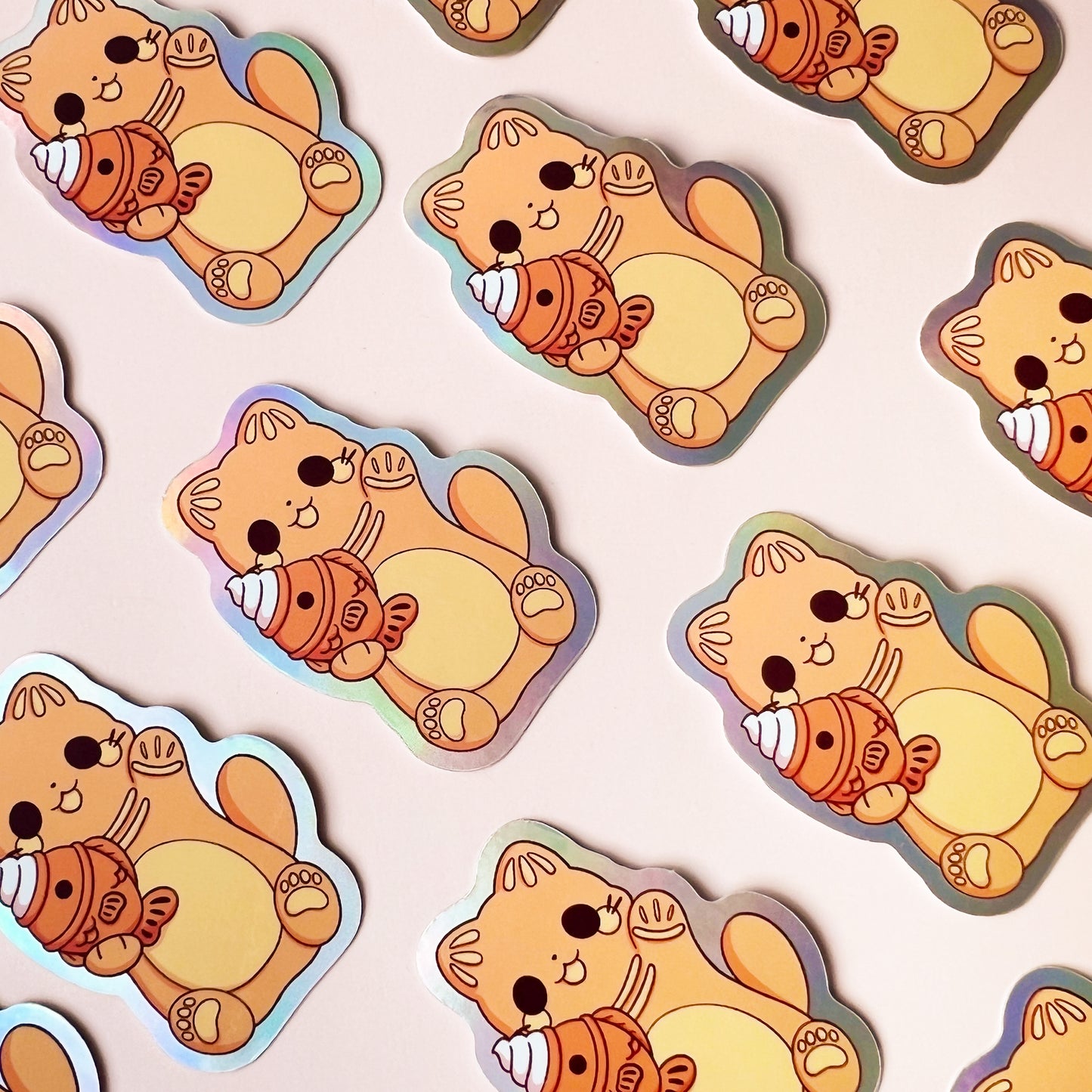 Holografischer Taiyaki Katzen Sticker