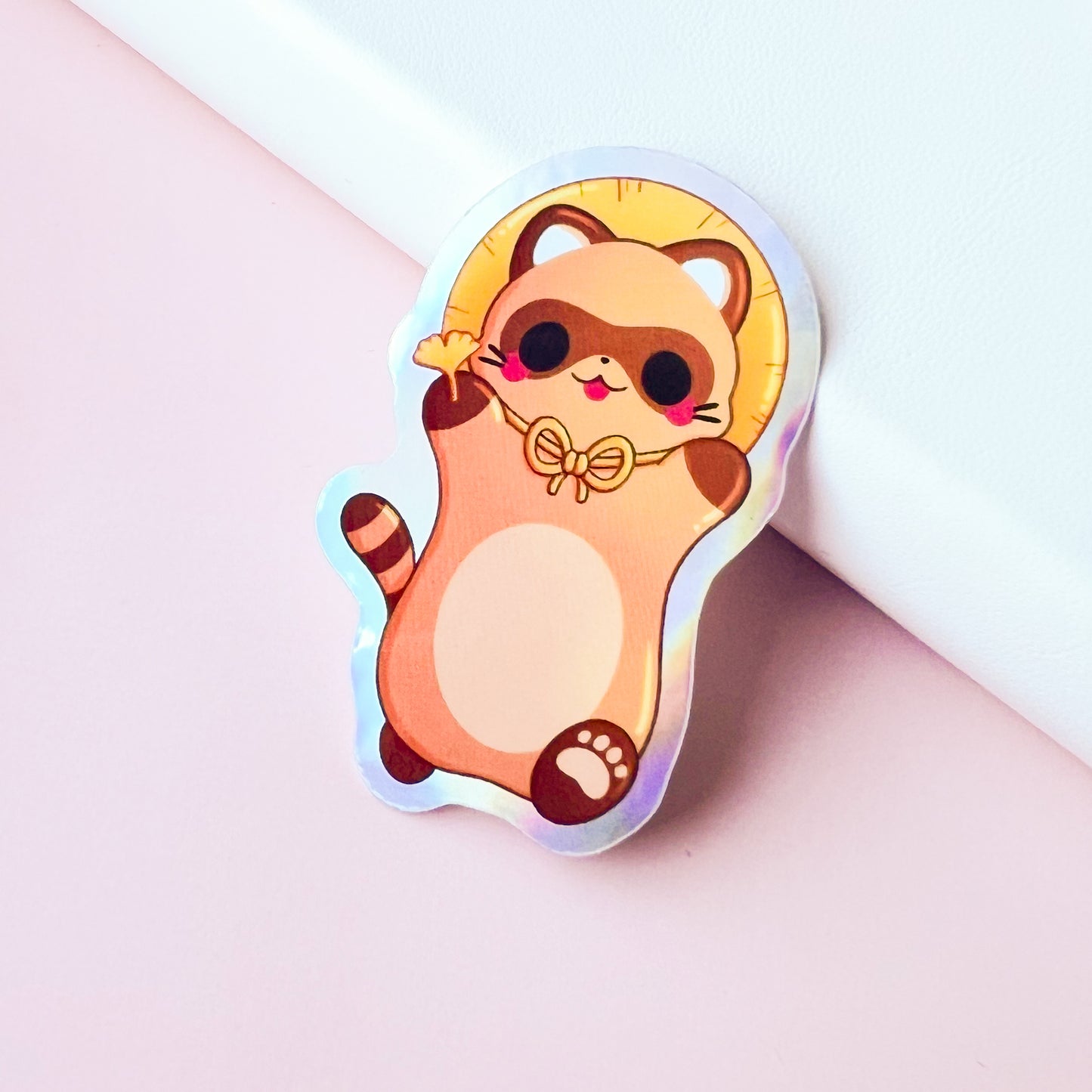 Tanuki Cat - Cute Holographic Vinyl Sticker