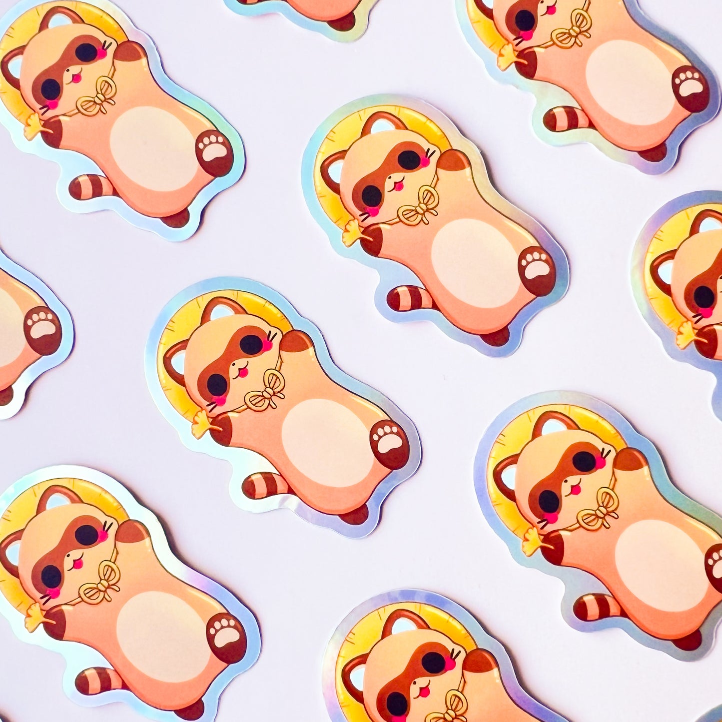 Tanuki Cat - Cute Holographic Vinyl Sticker