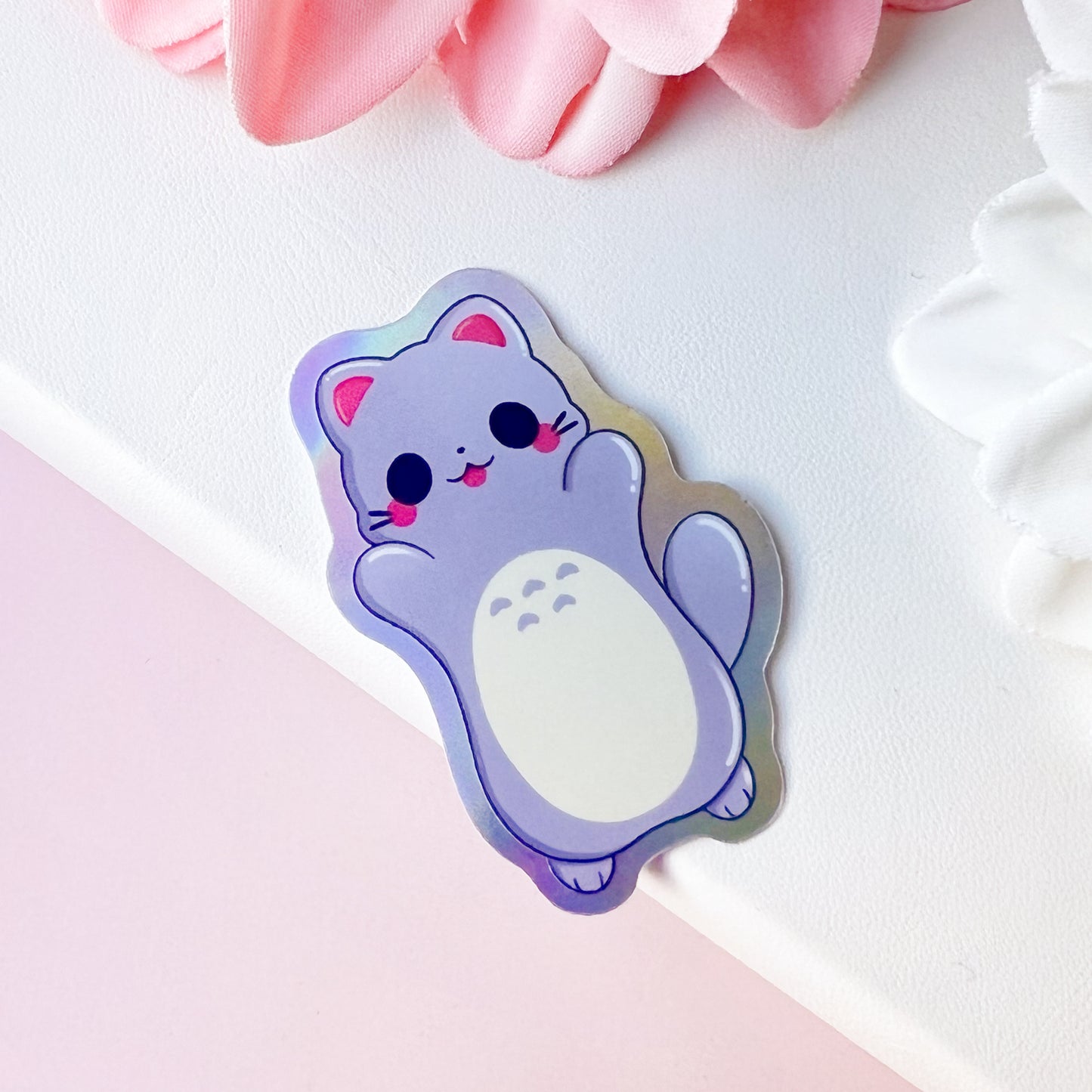 Holografische graue Katze Sticker