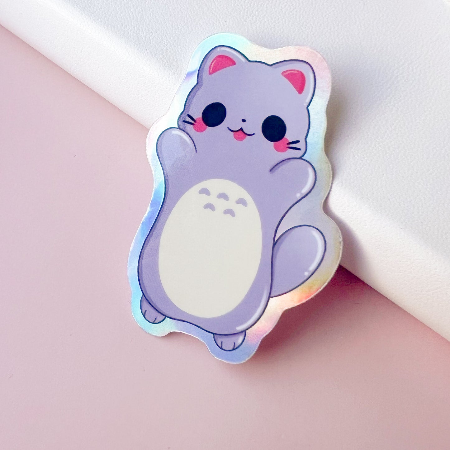 Holografische graue Katze Sticker