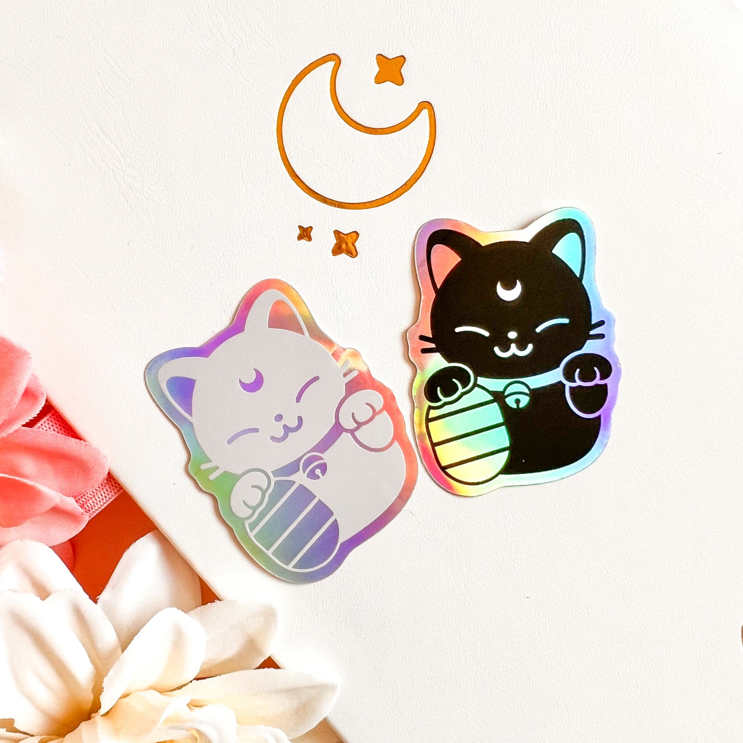 Holografische Katzen mit Münze Sticker
