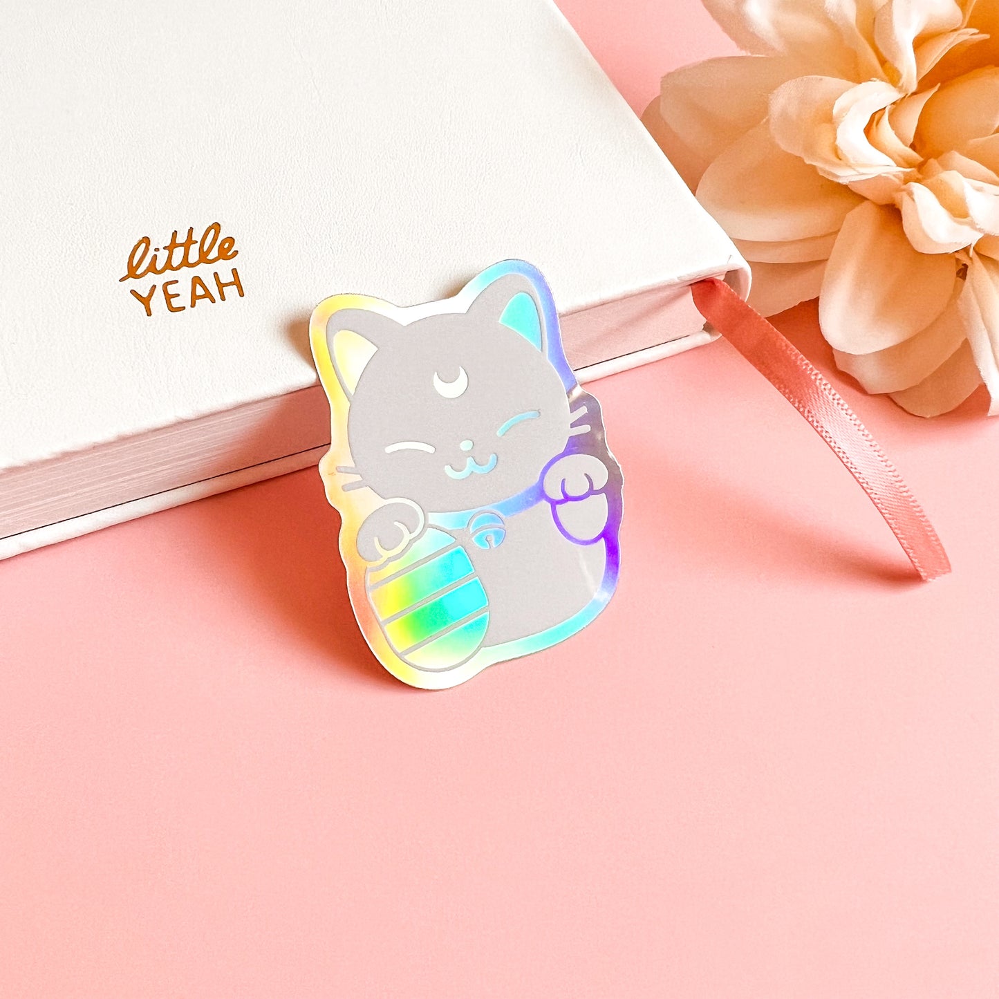 Holografische Katzen mit Münze Sticker