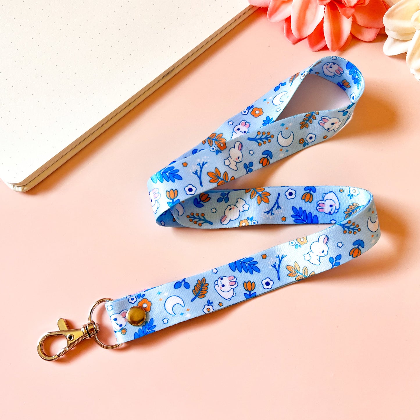 Hase mit Blume, Sterne und Mond