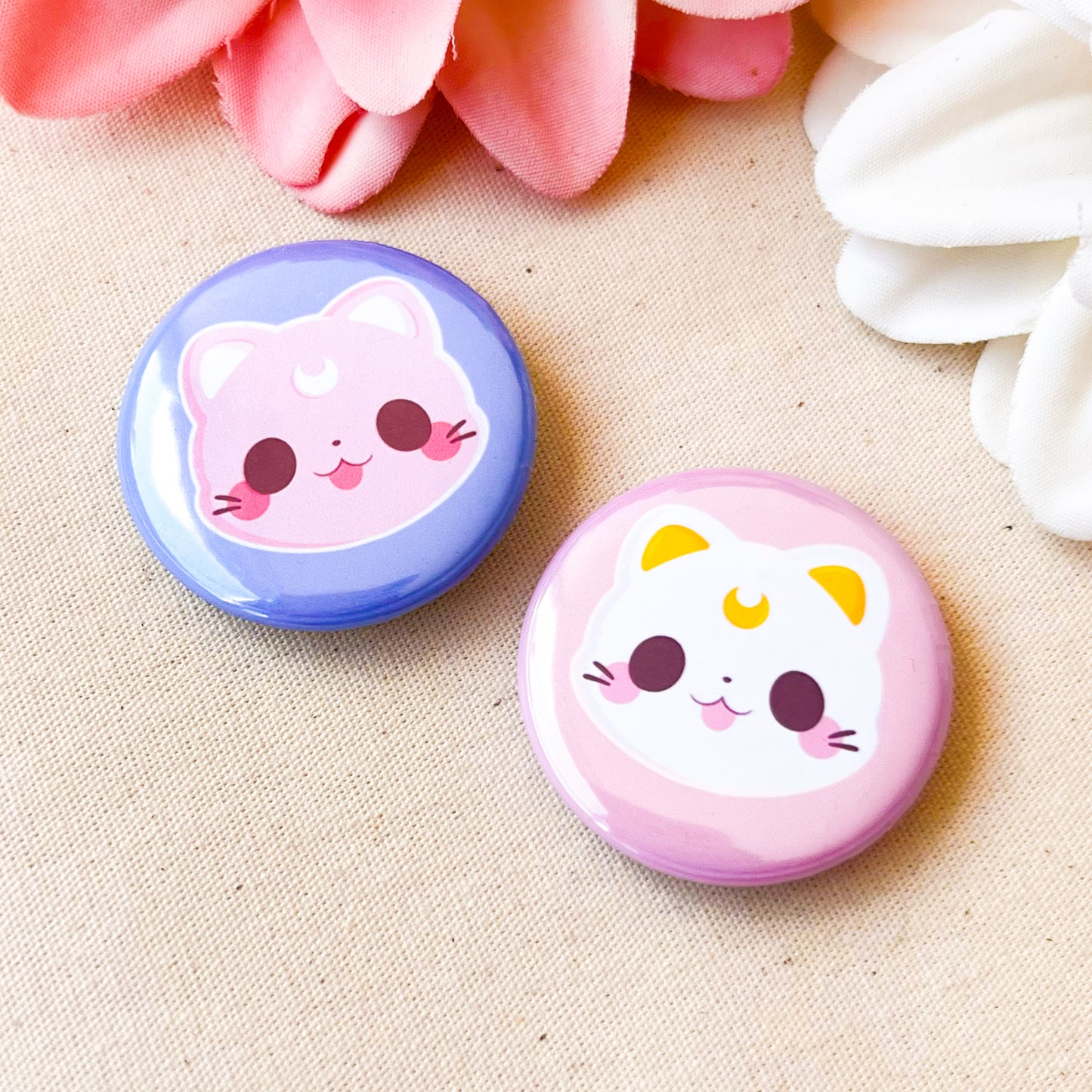 Katze mit Mond Button
