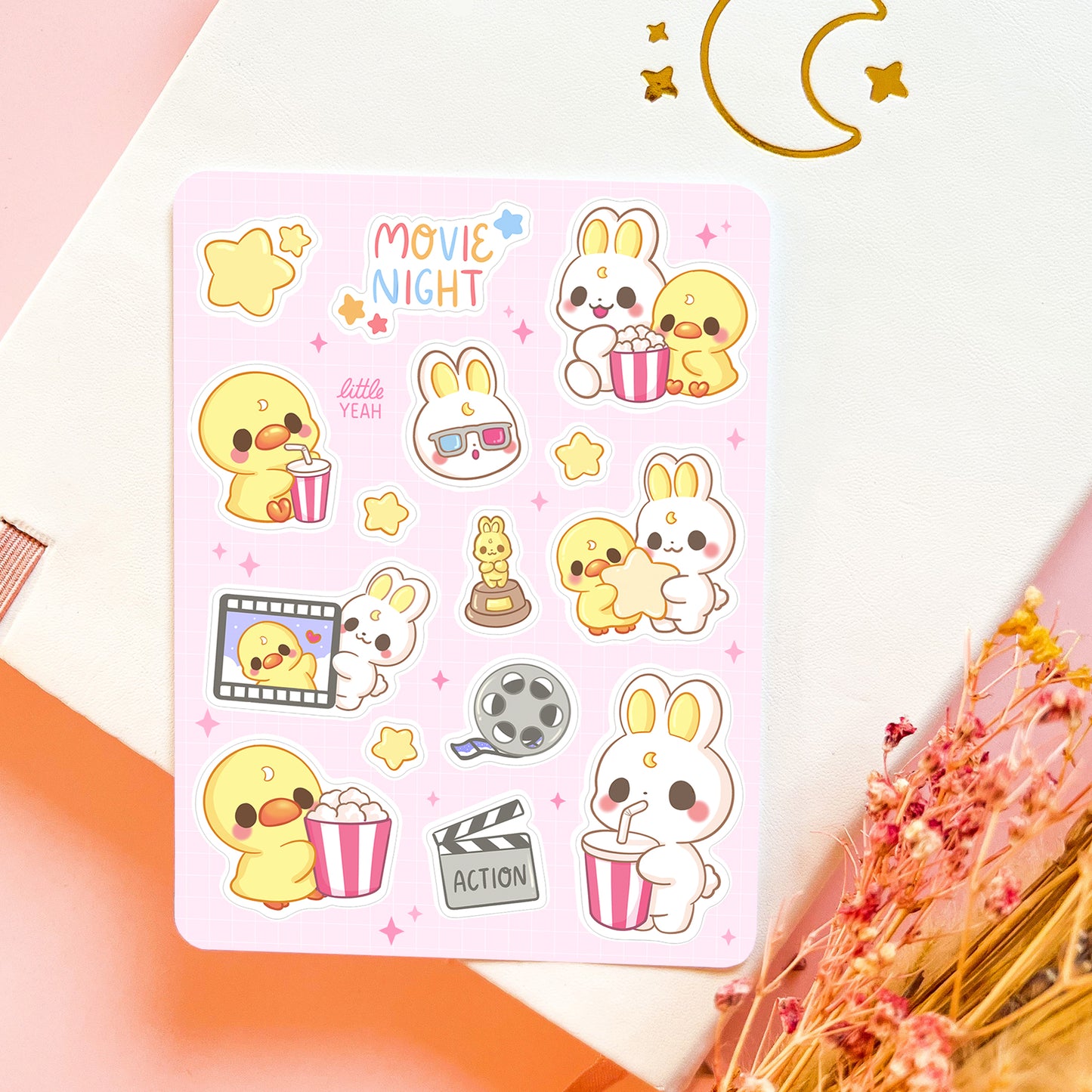 Hase und Ente im Kino Stickerbogen