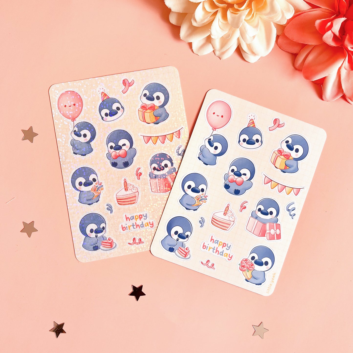 Pinguin feiert Geburtstag Stickerbogen