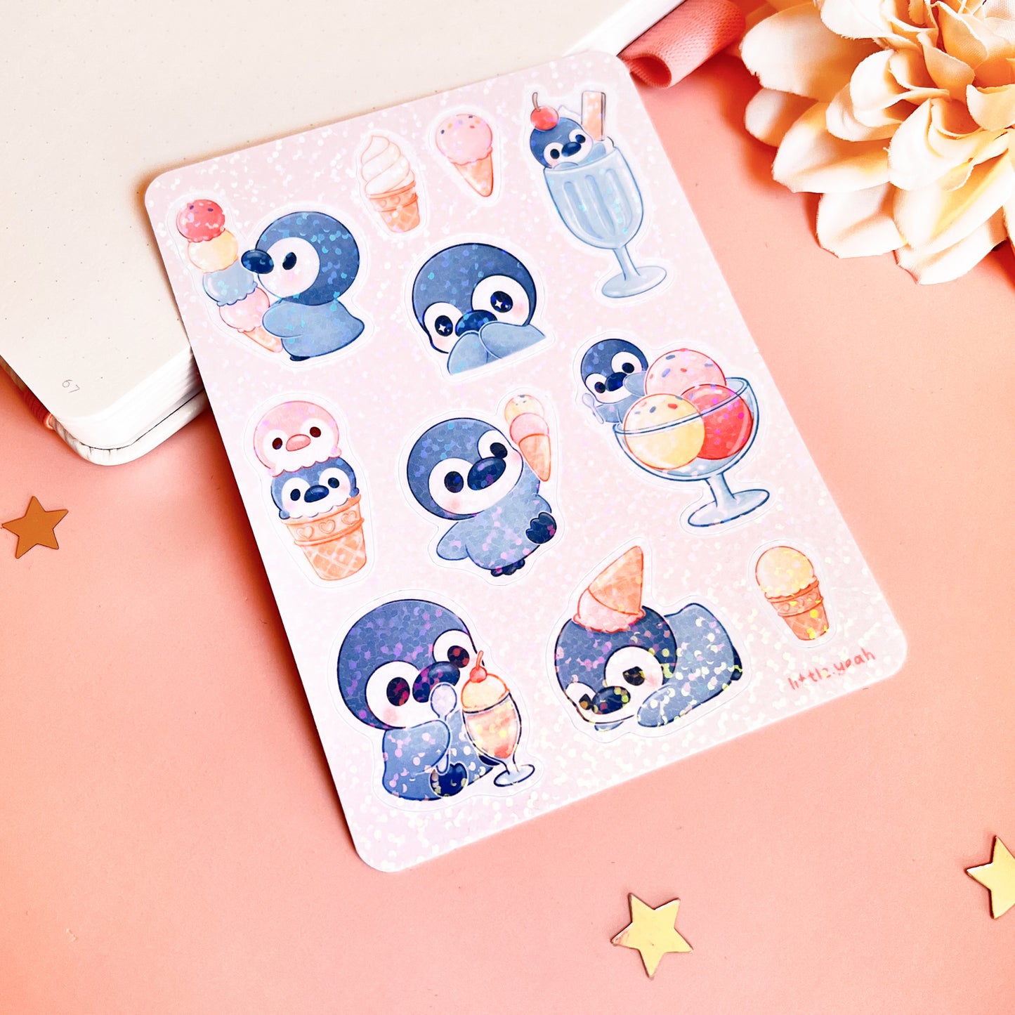 Pinguin Eiscreme Stickerbogen