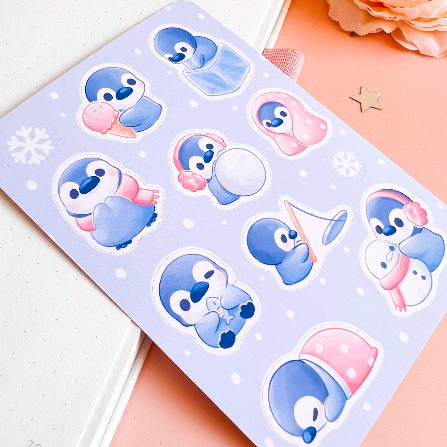 Winter Pinguin Stickerbogen