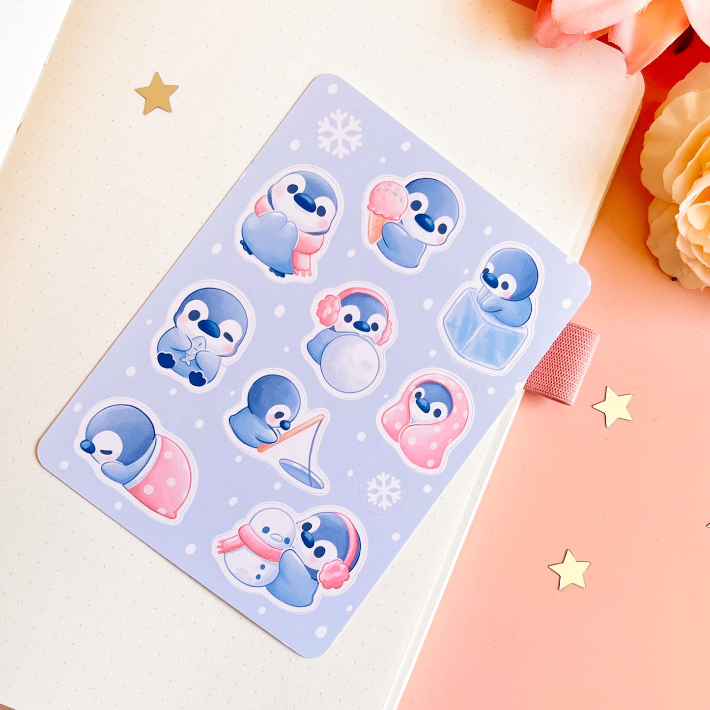 Winter Pinguin Stickerbogen