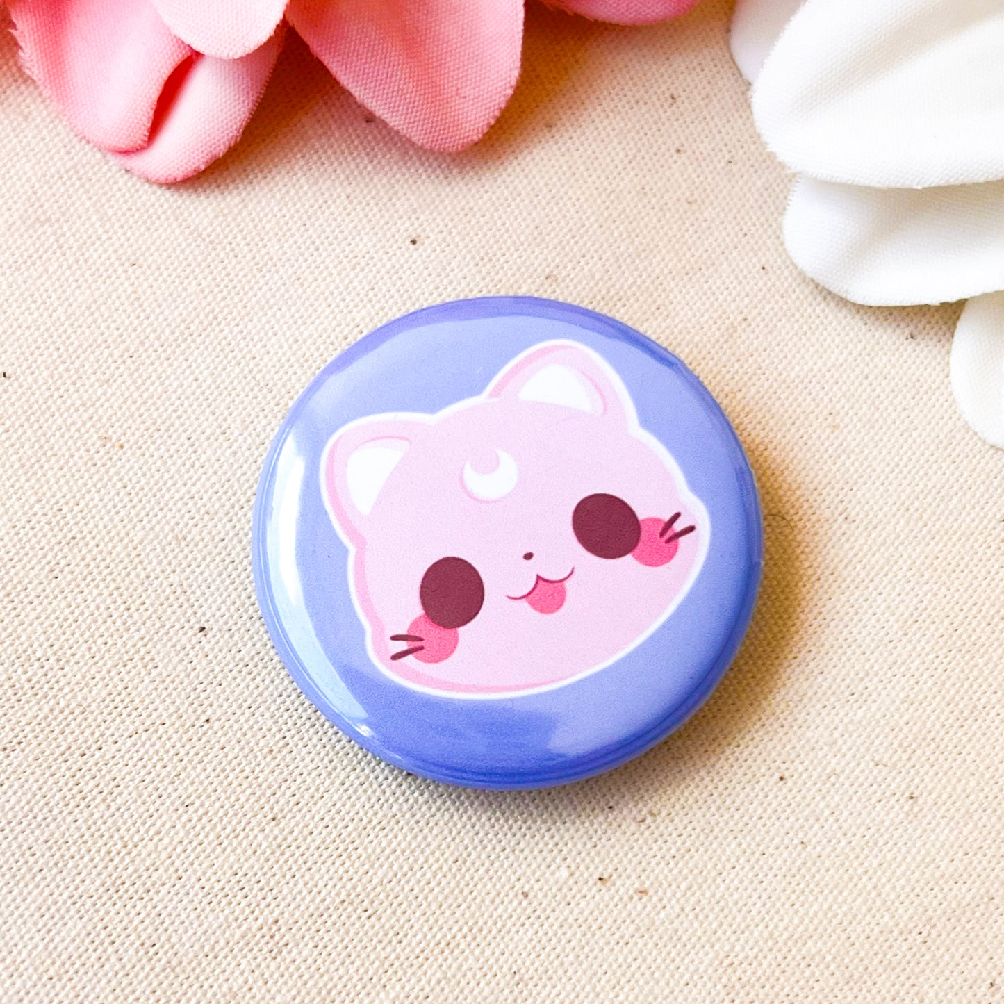 Katze mit Mond Button