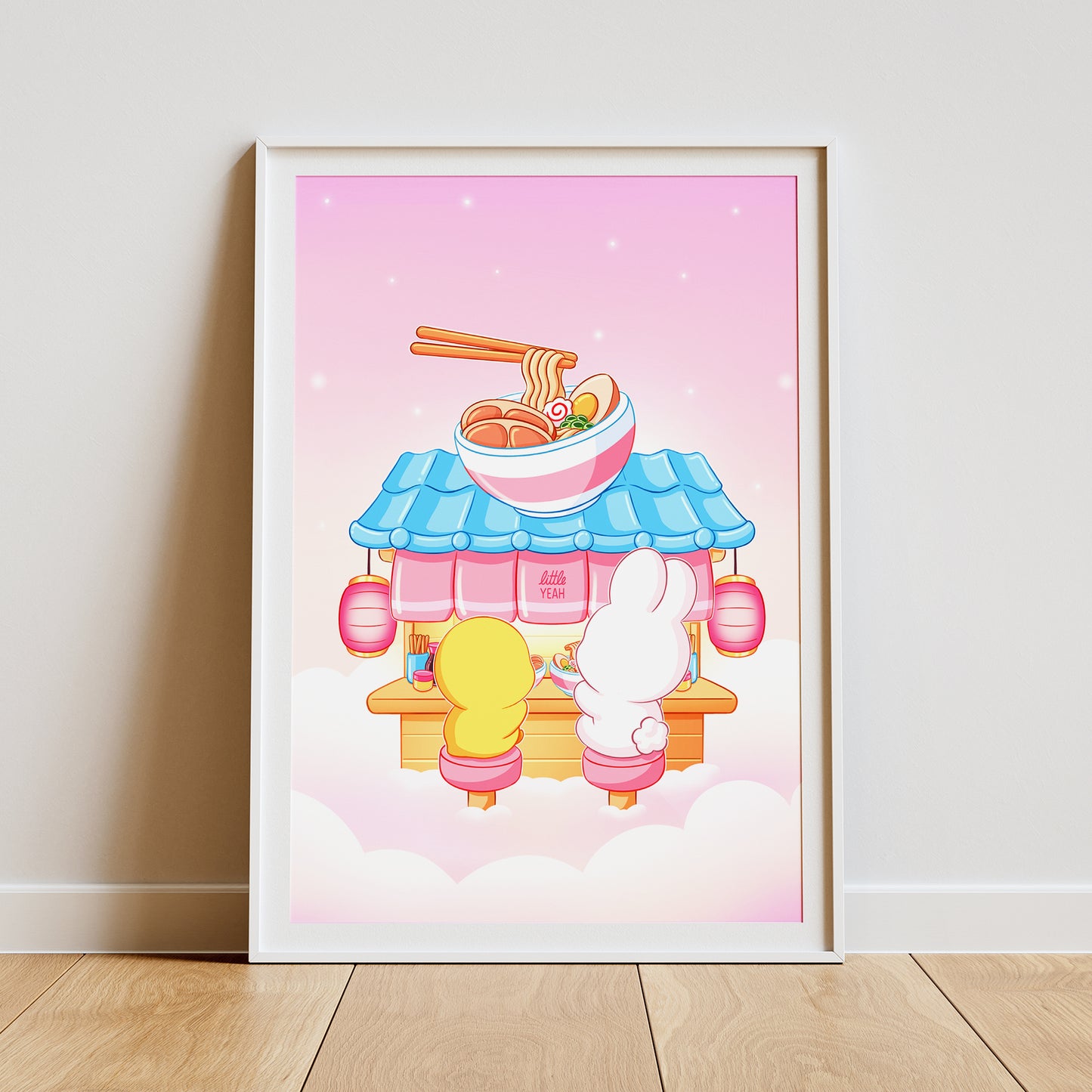 Hase und Ente essen Ramen Art Print