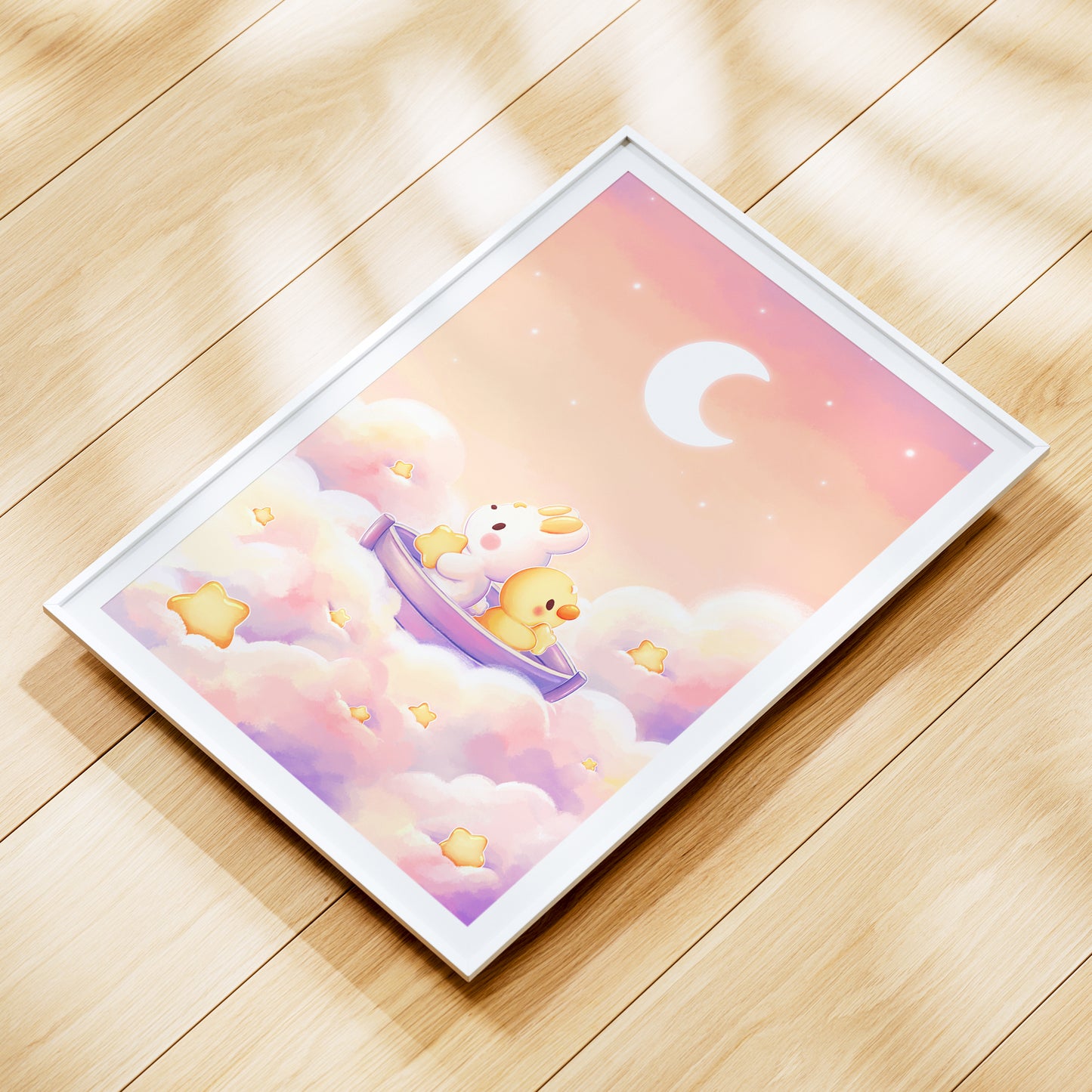 Hase und Ente im Boot Art Print