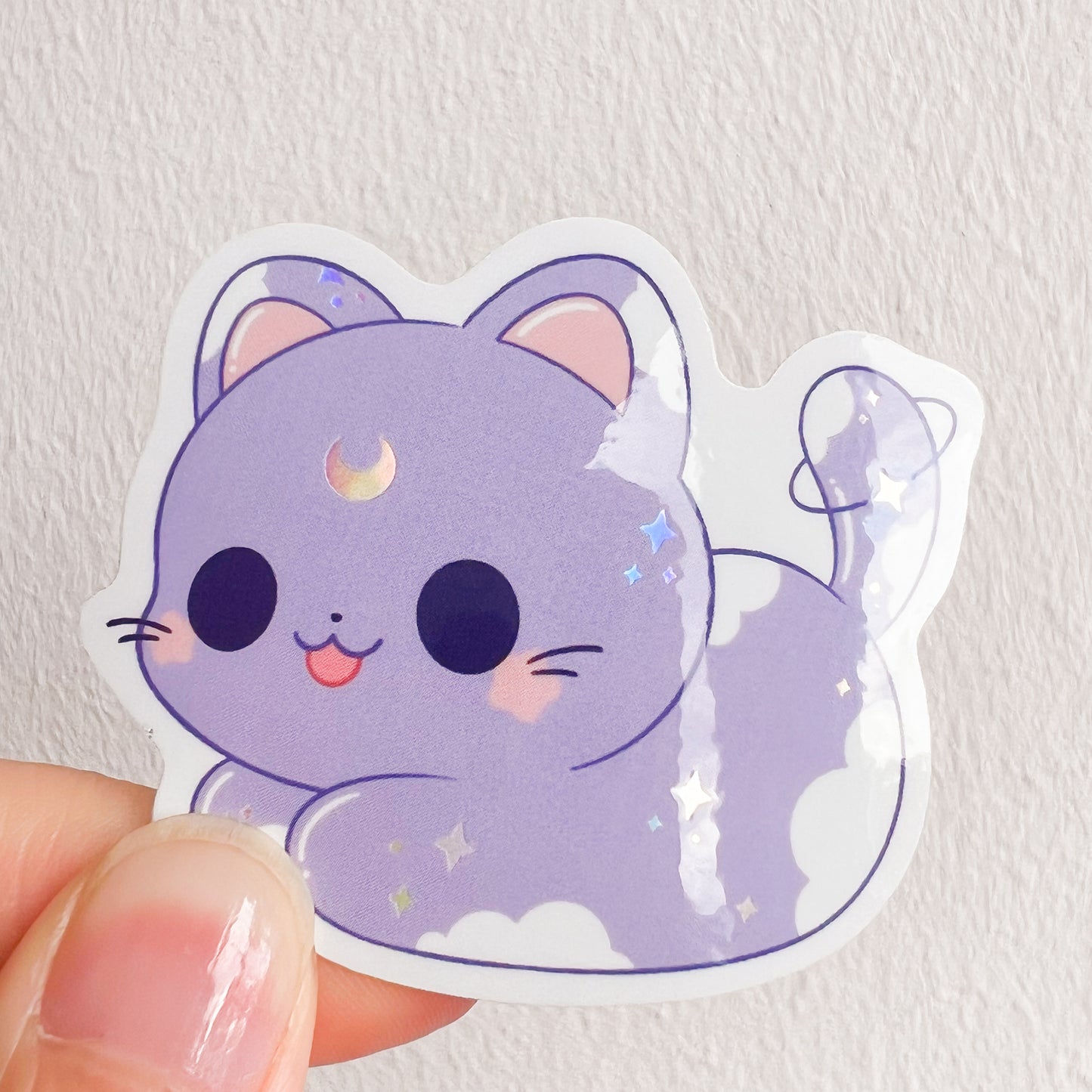 Holografischer Sticker mit Sky-Katze