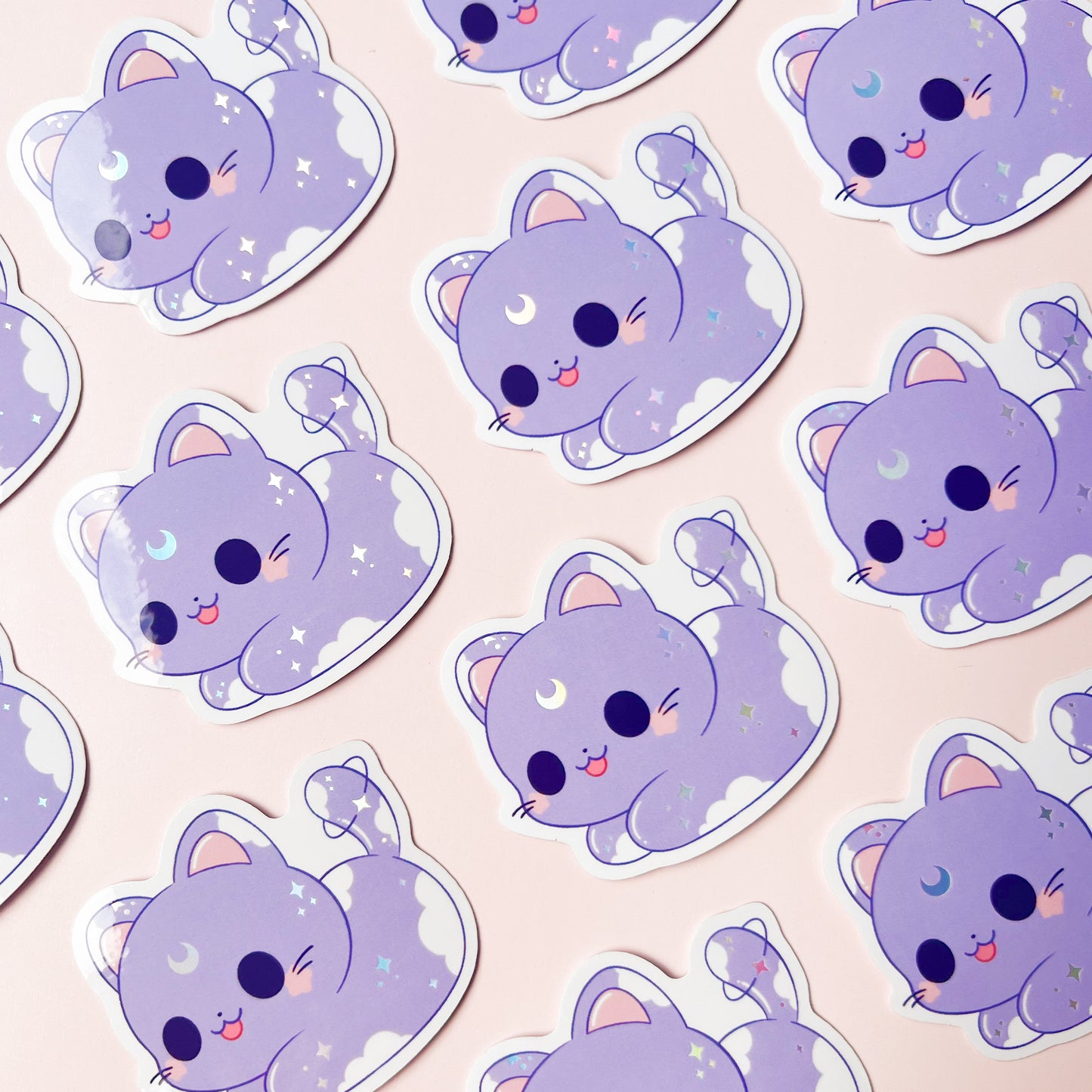 Holografischer Sticker mit Sky-Katze