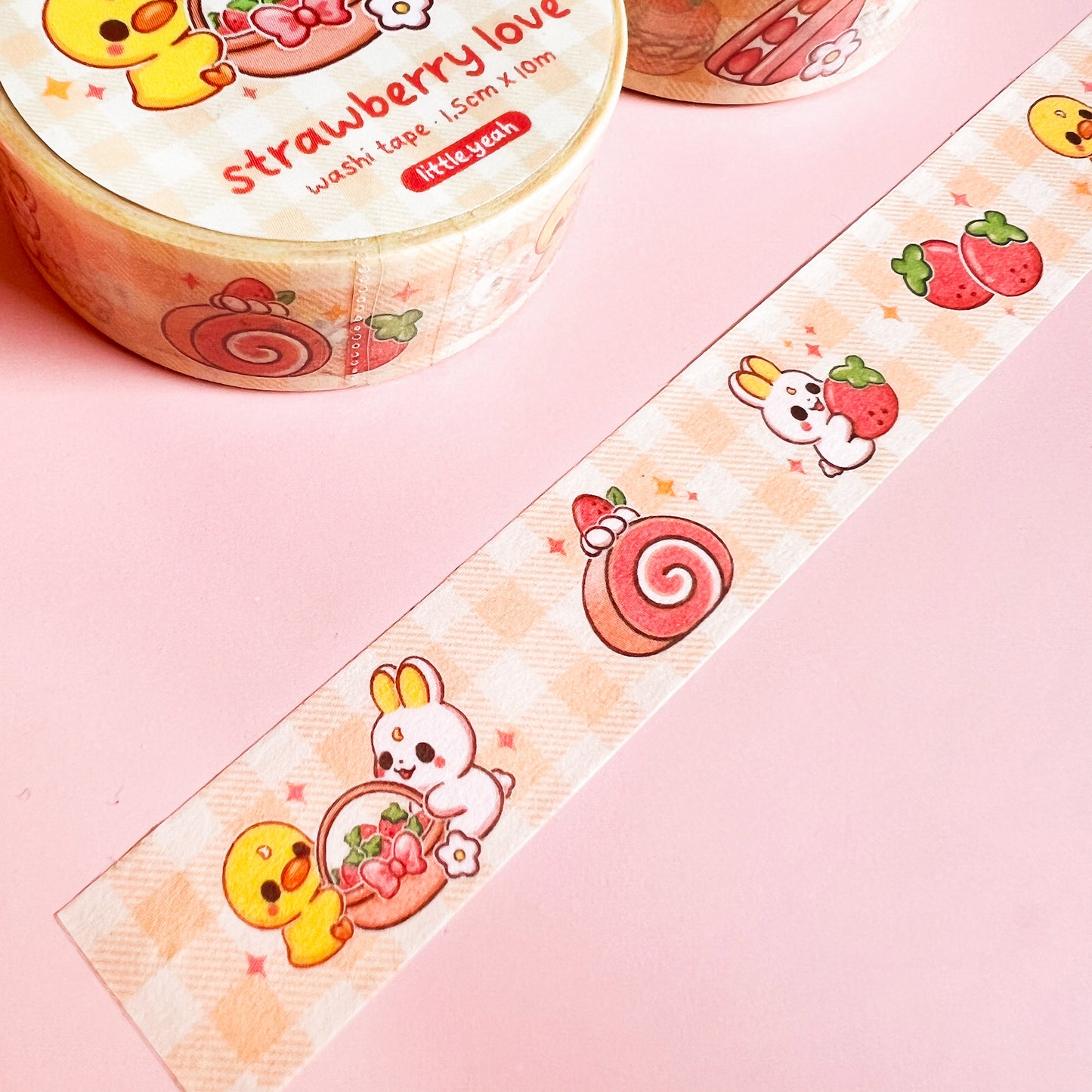 Hase und Ente mit Erdbeeren Washi Tape
