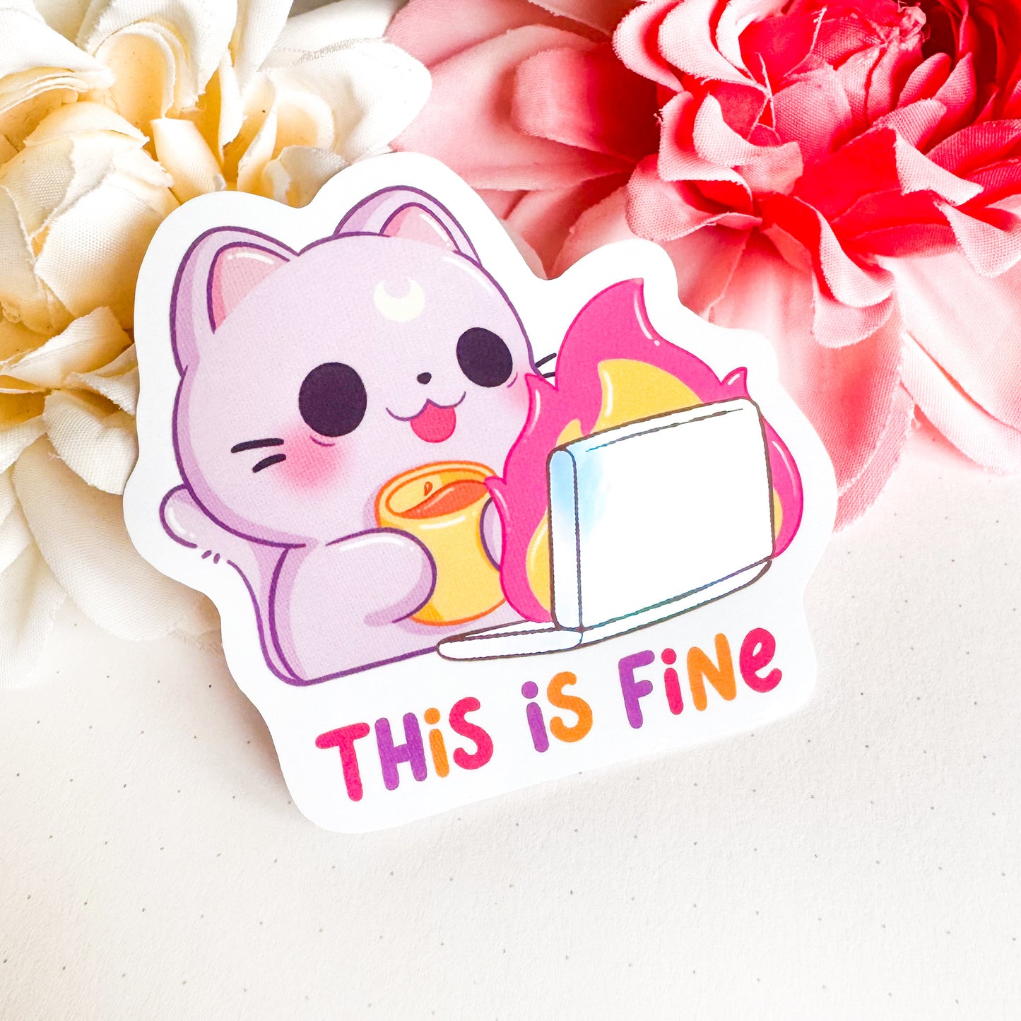 This is Fine - Cute Vinyl Sticker