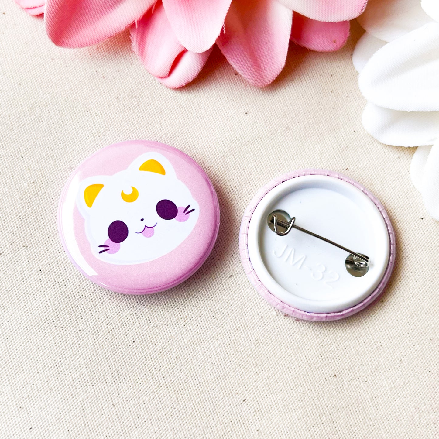 Katze mit Mond Button