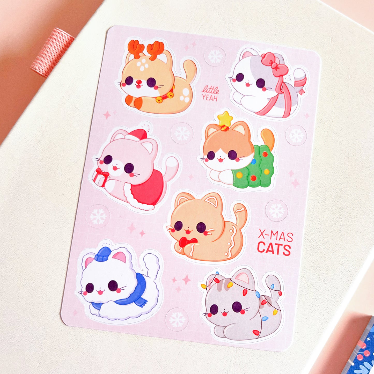 Weihnachtskatzen Stickerbogen